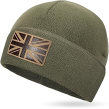 Outdoor Shaping UK Flag Tactical Beanie Recycled Fleece Material Sustainable Warm Ideal for Hiking and Tactical Use