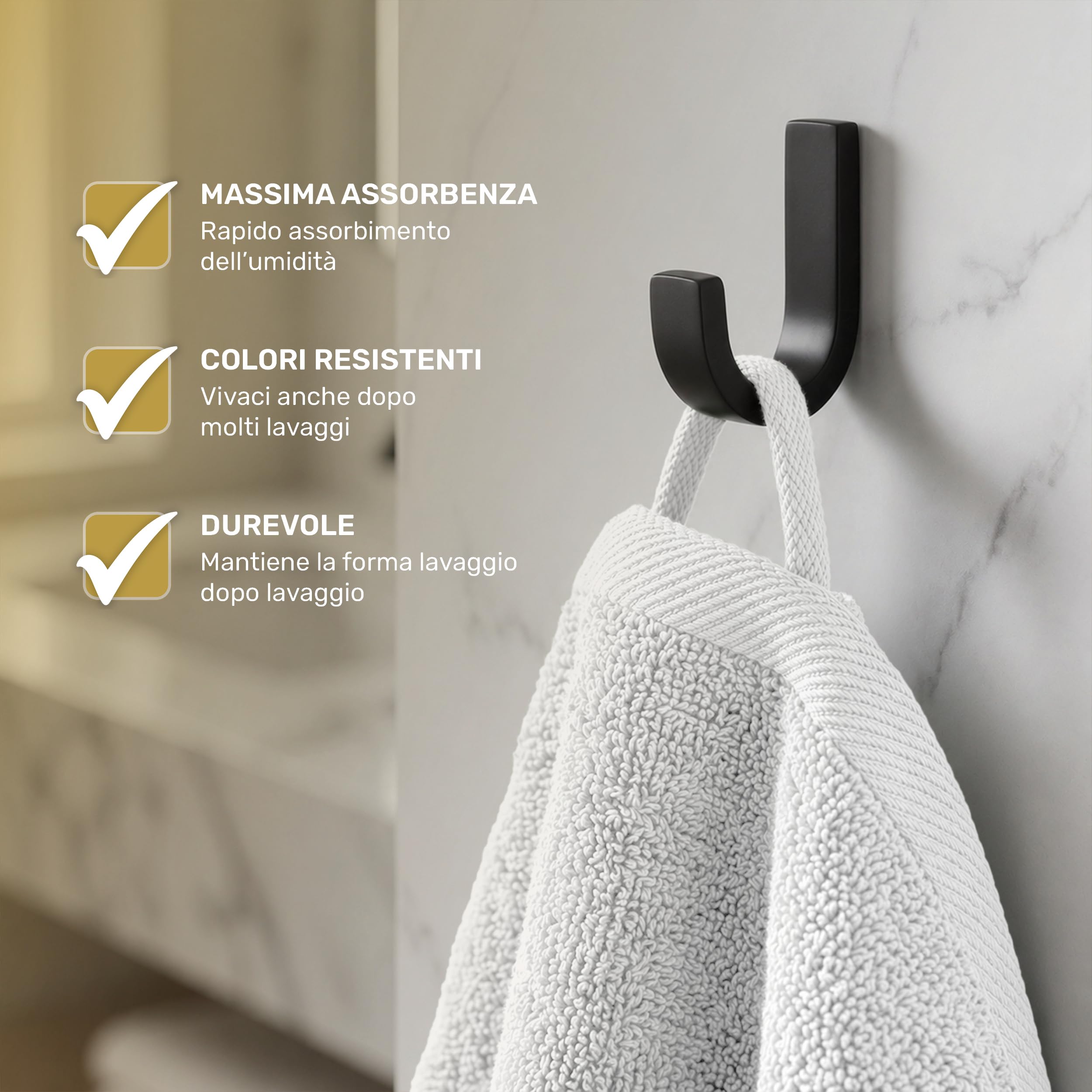 Lavea® Set Asciugamani Bagno 8 Pezzi 50x100 cm – Spugna 100% Cotone Morbida e Assorbente – Asciugamani Viso, Mani e Bidet per Casa, Hotel, Spa – Bianco