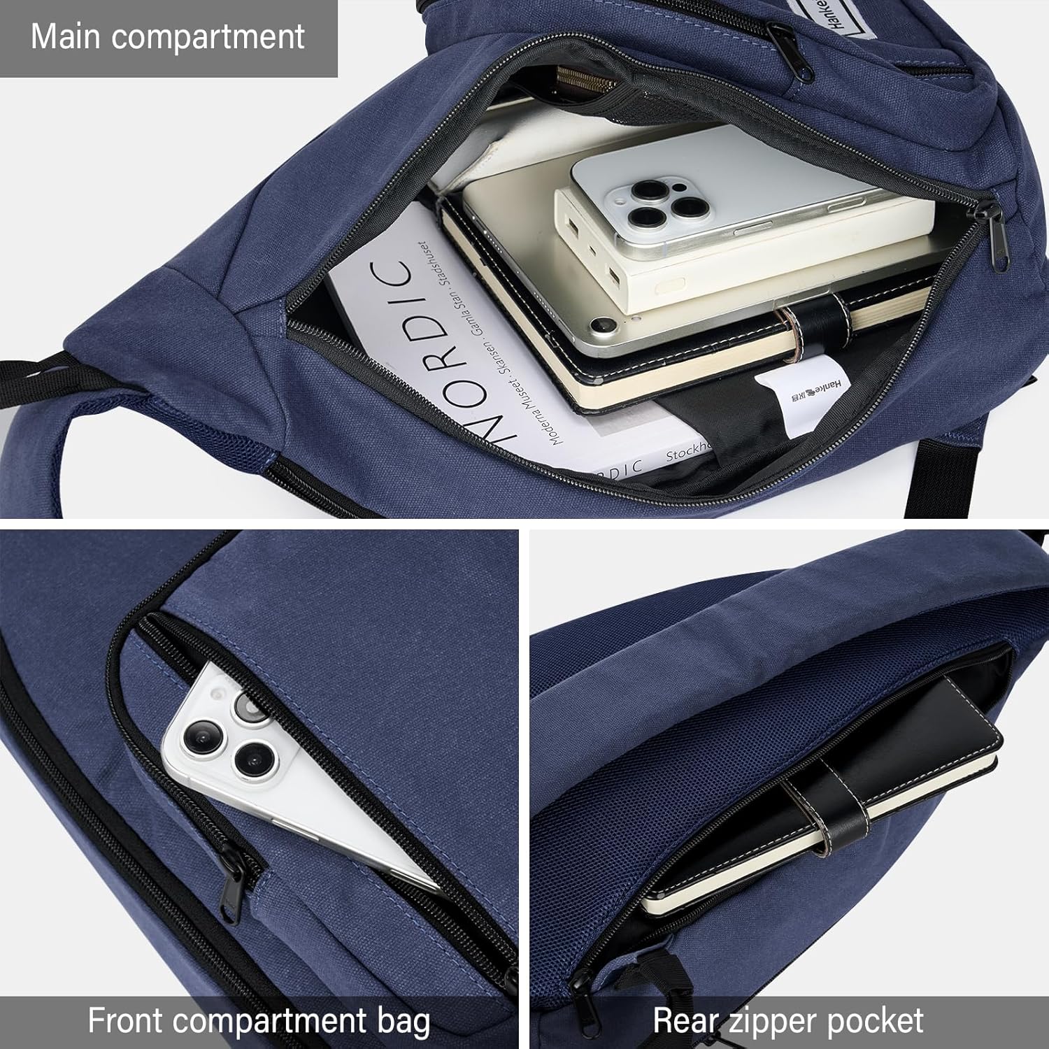 Hanke Crossbody Bags for Women Travel & Sling Bag for Men, Fits 11" Tablet, Canvas Cross body Purse, Chest Bag - Image 5