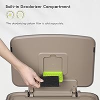 Vista 6 de EKO Hudson - Bote de basura de acero inoxidable mate de 50 litros/13.2 galones con compartimento de almacenamiento trasero