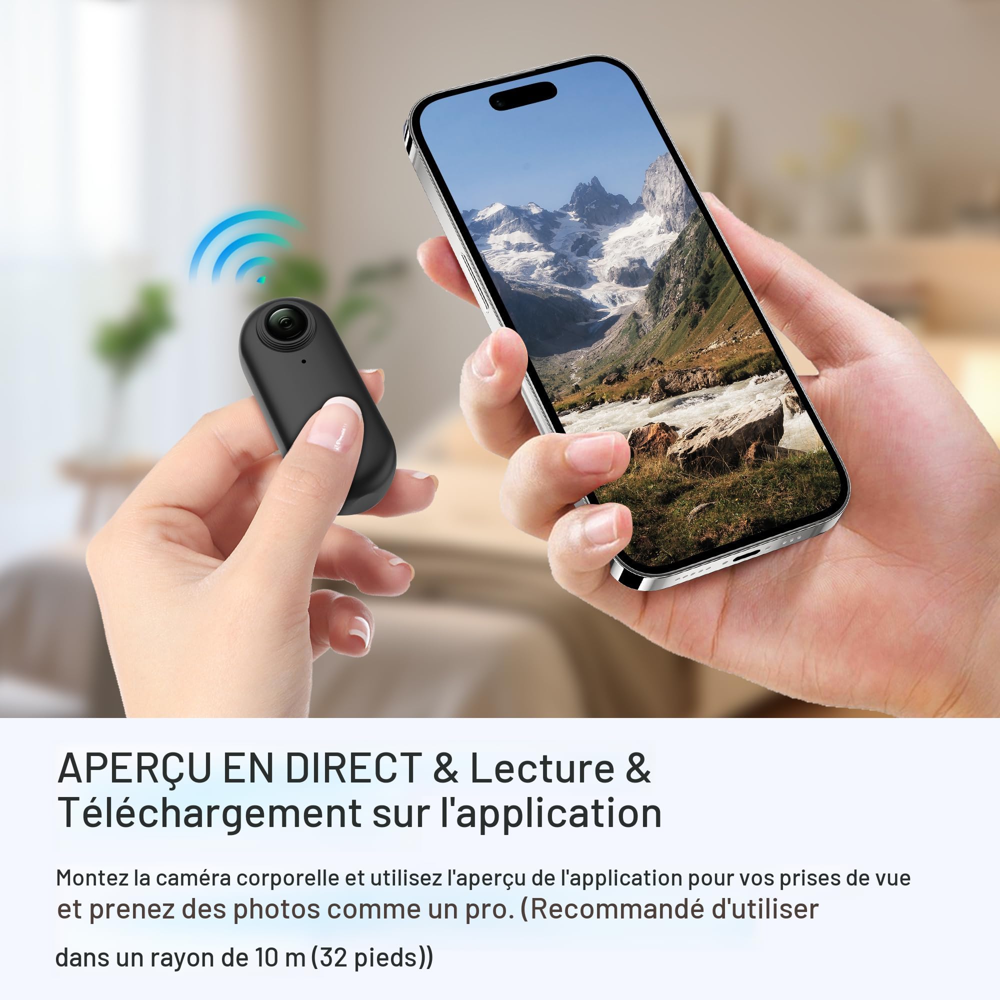 Mini Caméra D'action Portable FHD 1080P - 128 Go - Grand Angle 170° - Étanche 30m - Avec WIFI