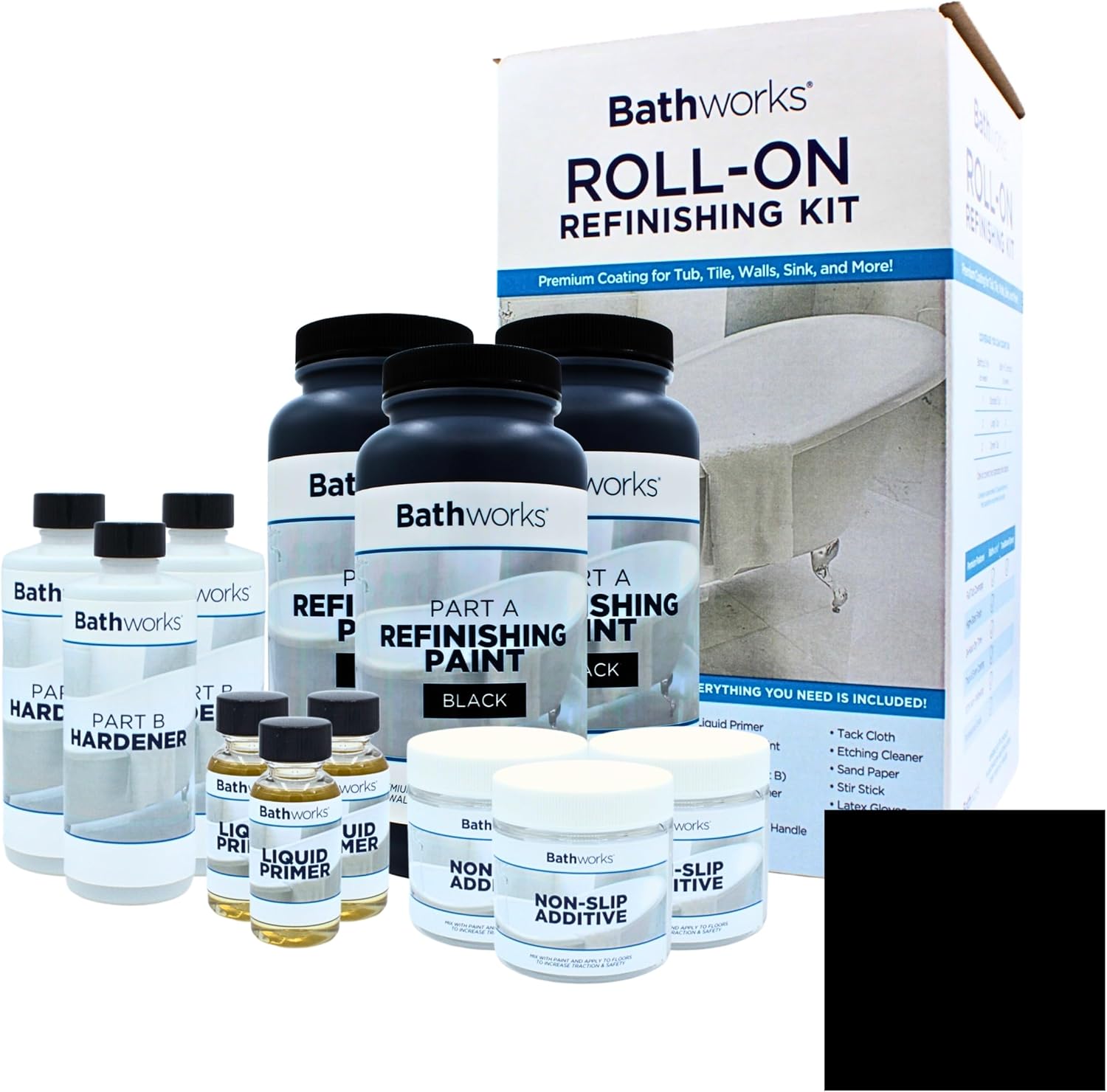 Bathworks Bathtub Refinishing Kit: 3 Pack Combo - Includes 3 Roll-On Kits w. Non-Slip (White)