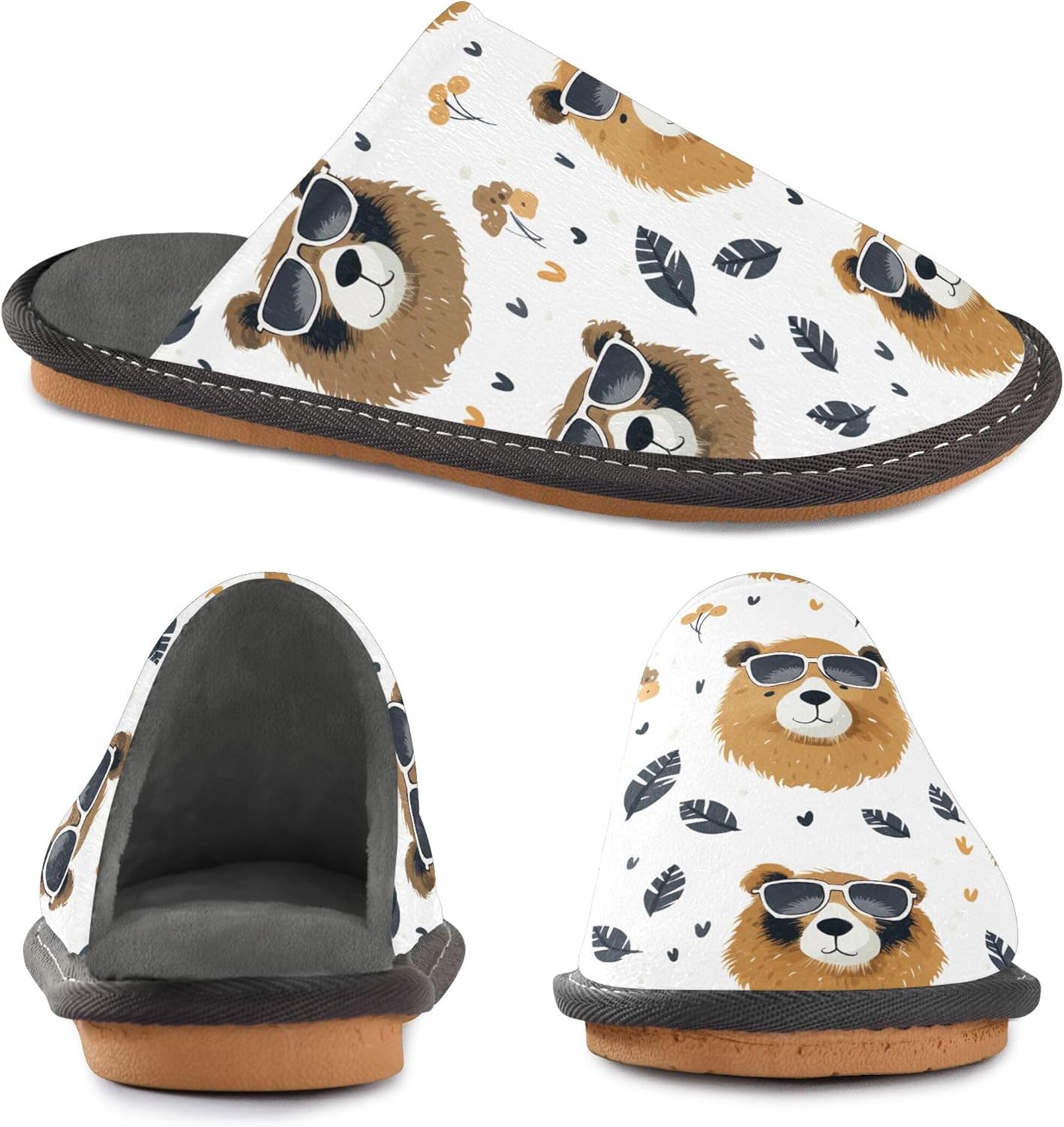 Bear House Slippers – Cozy Fuzzy Slippers for Guests, Washable & Disposable, Perfect for Shoeless Home, Spa & Hotel Use A111080