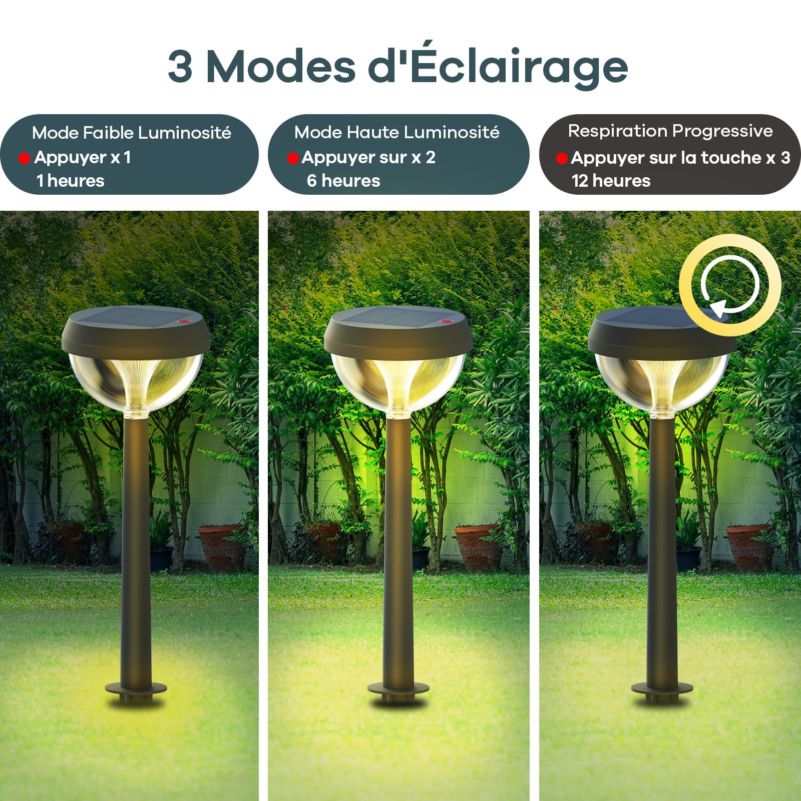 Linkind Lampes Solaires de Jardin 3000K Blanc Chaud, Extérieur IP54, Détecteur de Lumière, 3 Modes, 8PCS