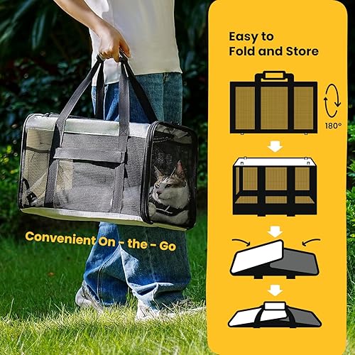 Miniatura 4 de Transportador para gatos de lados suaves para gatos pequeños, cachorros de hasta 15 libras, aprobado por aerolíneas