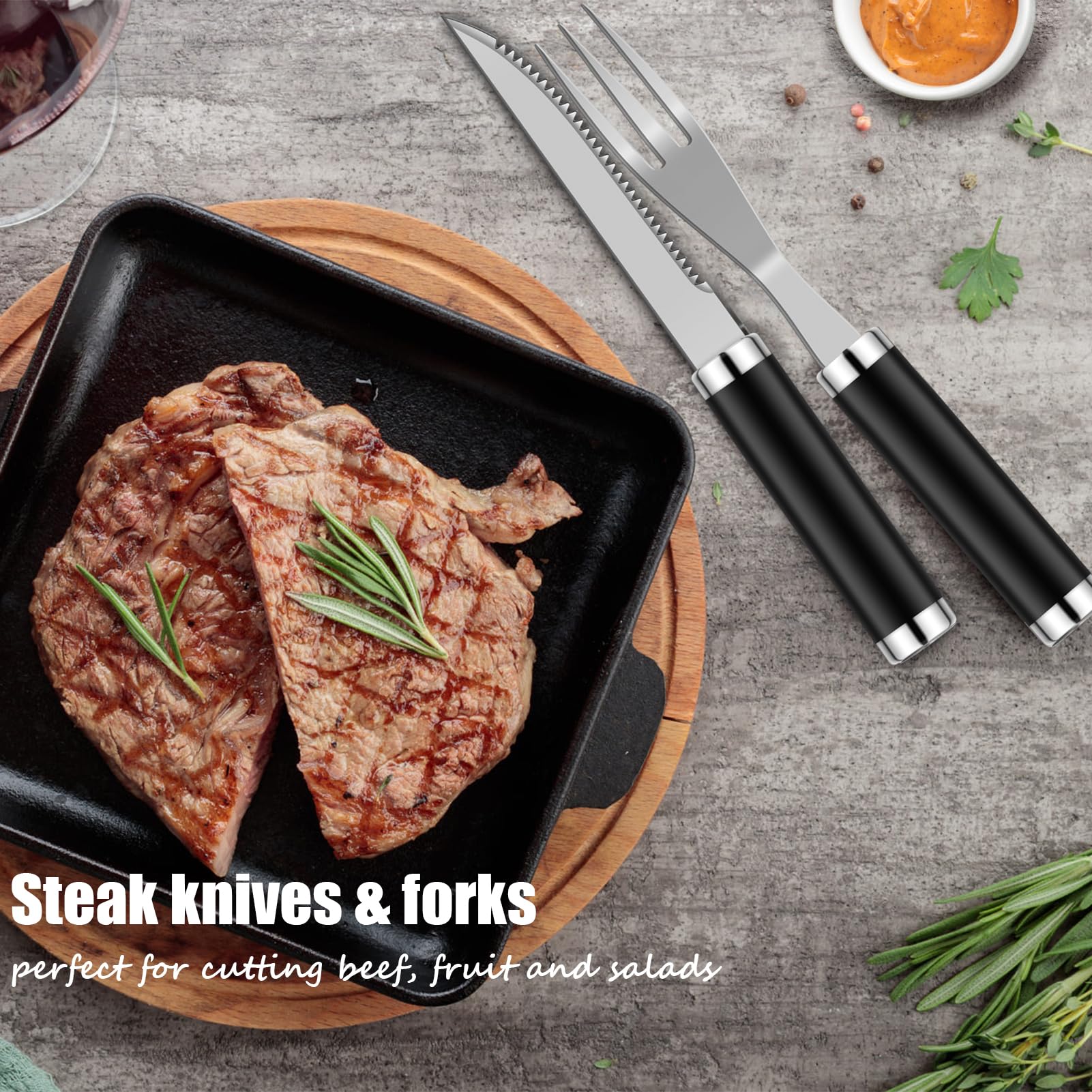 RINPIR 35 szt. Deluxe zestaw prezentów do grillowania na urodziny, Boże Narodzenie, zestaw akcesoriów do grilla ze stali nierdzewnej dla mężczyzn, taty, profesjonalne narzędzia do grillowania z