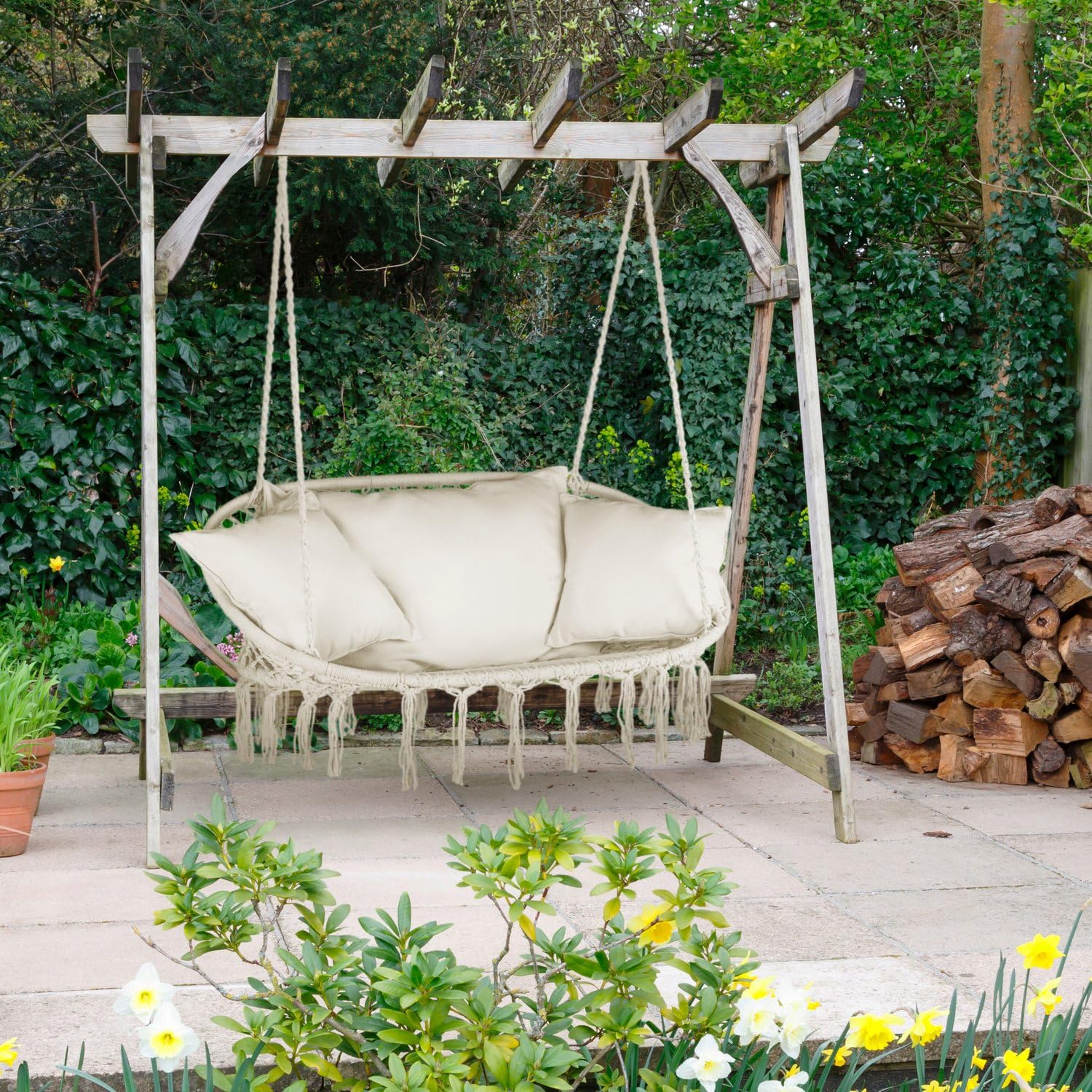Poltrona Sospesa Doppia Boho - Portata Massima 200kg - Altalena da Interno ed Esterno