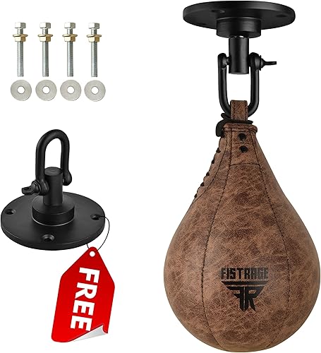 Miniatura 2 de Speed Ball Bolsa de boxeo de cuero MMA Muay Thai entrenamiento punzonado Dodge Striking Kit con giro libre entrenamiento Speedball Kicking