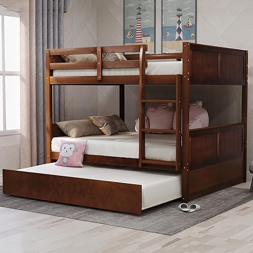 Miniatura 10 de P PURLOVE Litera individual sobre individual con nido marco de litera de madera con escalera rieles de seguridad 3 cajones de almacenamiento para