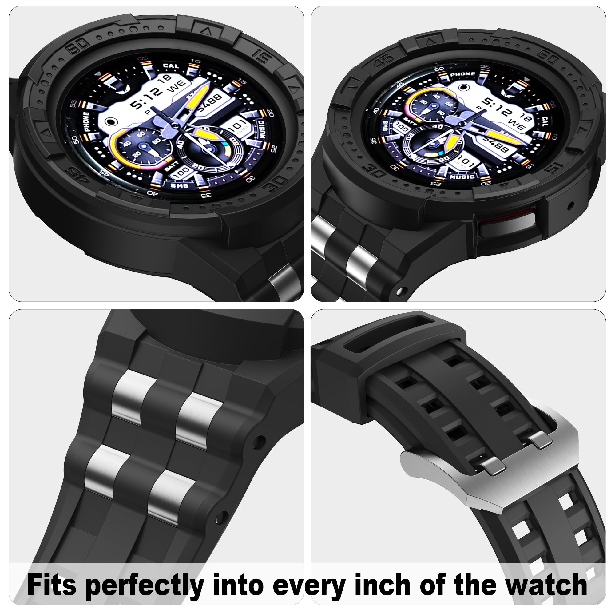 Etui kompatybilne z Samsung Galaxy Watch 5 Pro Band z etui do Galaxy 5 Pro 45 mm 2022 męskie, czarne