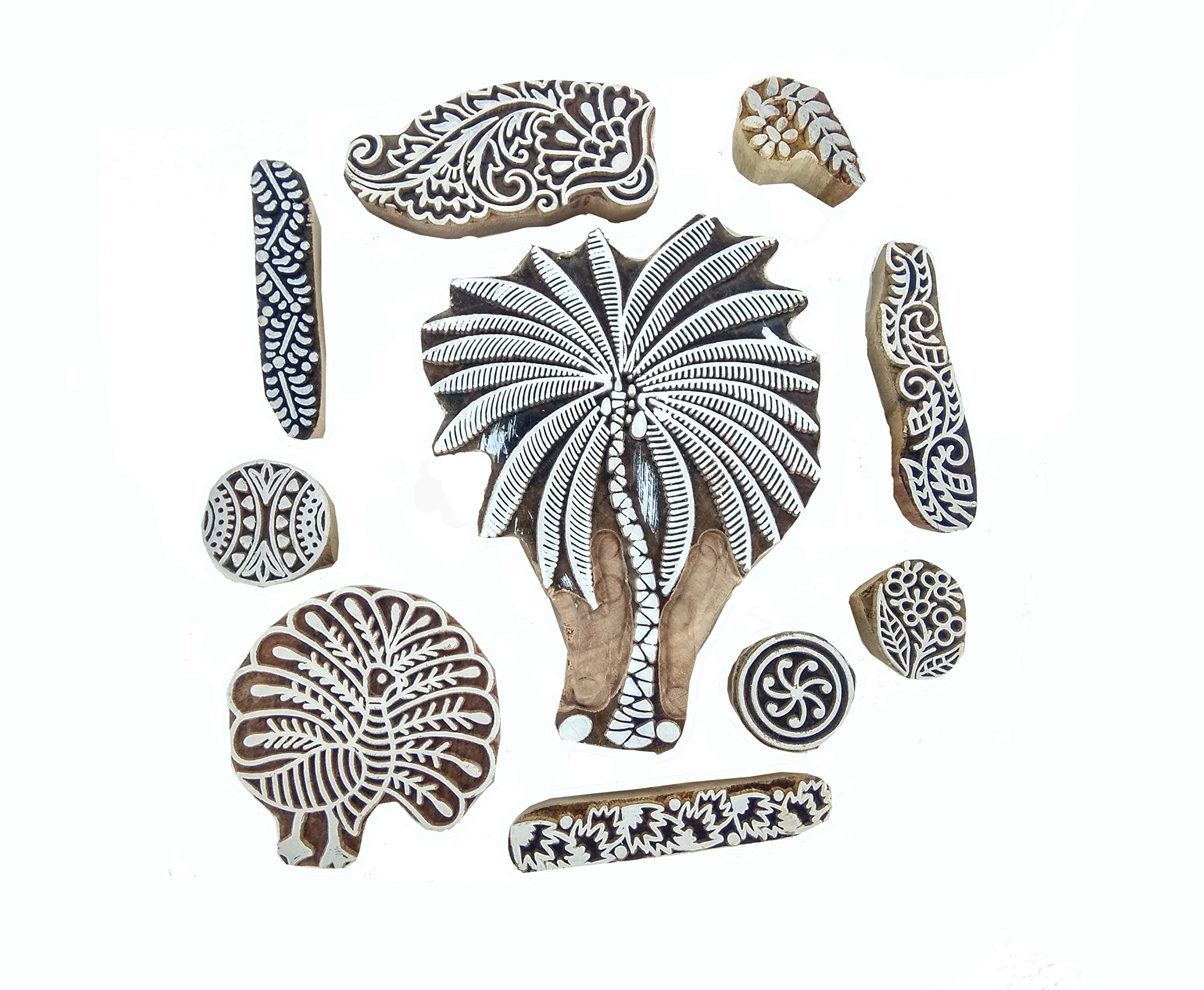 Rastogi Handicrafts Drewniane klocki do drukowania ręcznie rzeźbione do drukowania tkanin, ceramiki, rękodzieła, tatuażu ciała, scrapbookingu nadruk drewniana pieczątka wykonana z drewna (Design_B)