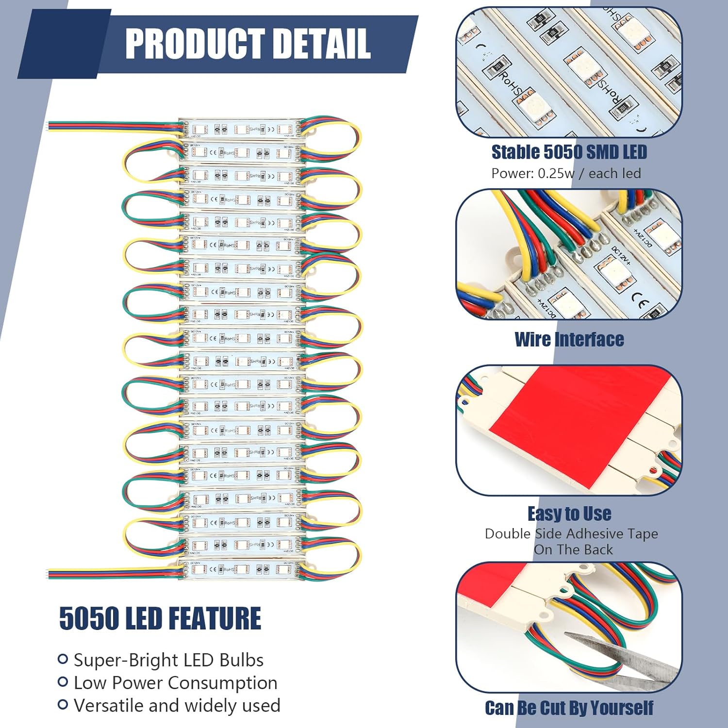 Retisee 10 Pack Storefront LED Lights for Business with Remote Control 5050 RGB Modules LED Strip Lights for Advertising Food Truck Window Store DIY Commercial Sign Waterproof Decorative