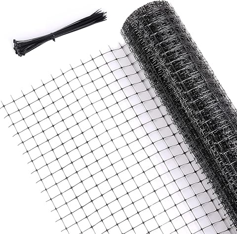 Ohuhu Red de Jardín Red Pájaros Negro Malla Anti Animales 2m x 20m, Tarea Pesada Material de PP Reutilizable 30g/m² para Proteger Frutas, Vegetales, de Plantas Ideal para Jardín con 50 Bridas