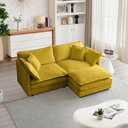 Miniatura 42 de Mikibama - Juego de sofá modular en forma de U, de 111.5 pulgadas para sala de estar, de 3 plazas, cómodo, con otomana movible, combinación de Beige