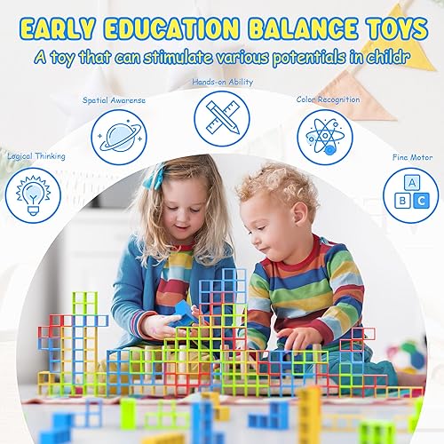 Miniatura 3 de Mytrix Juego de 48 bloques apilables de torre, bloques de construcción de equilibrio de equipo para niños y adultos, juego de columpio de alto