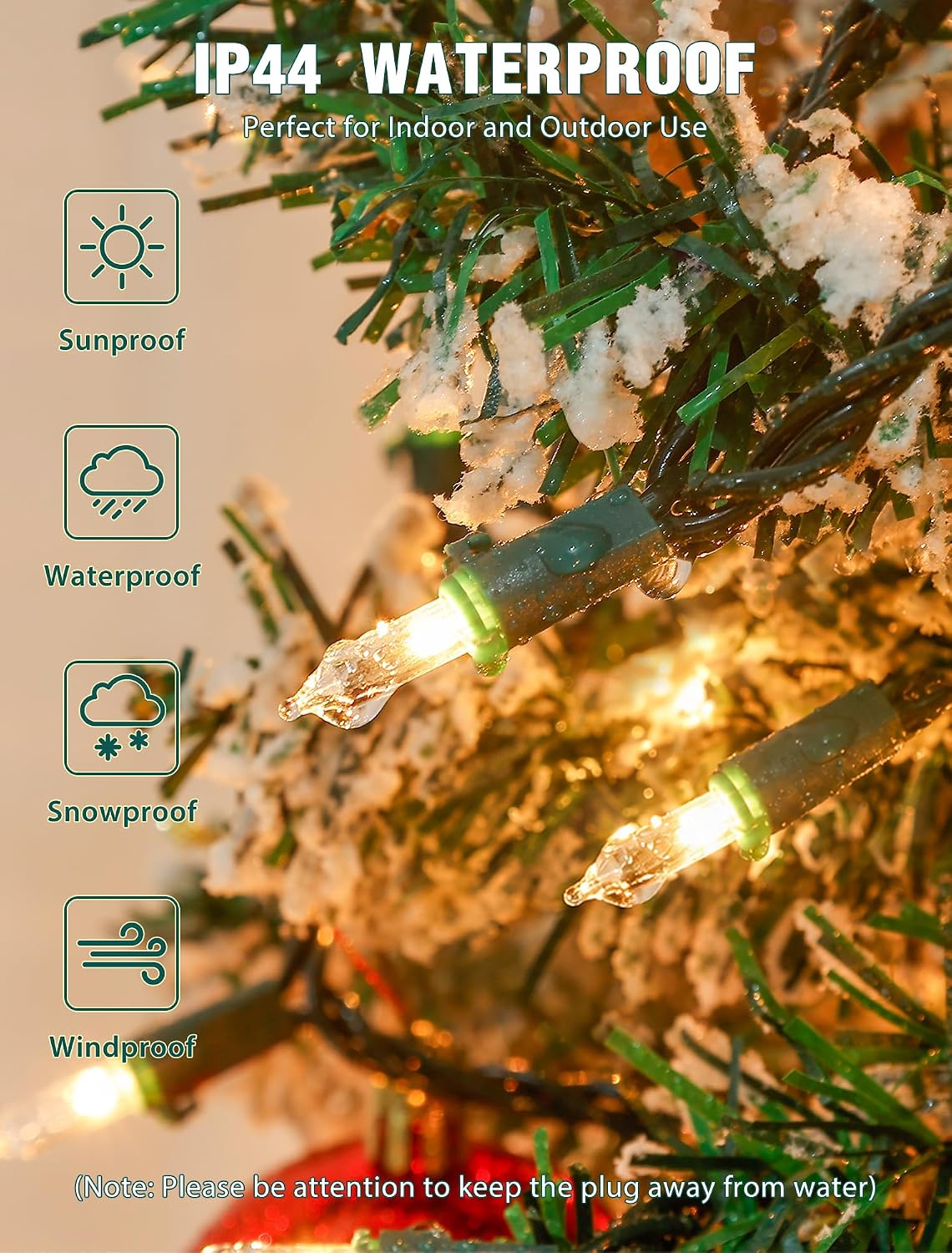 Hopolon 9.8FT 35 Warm White Christmas Incandescent Mini String Tree Lights image 3