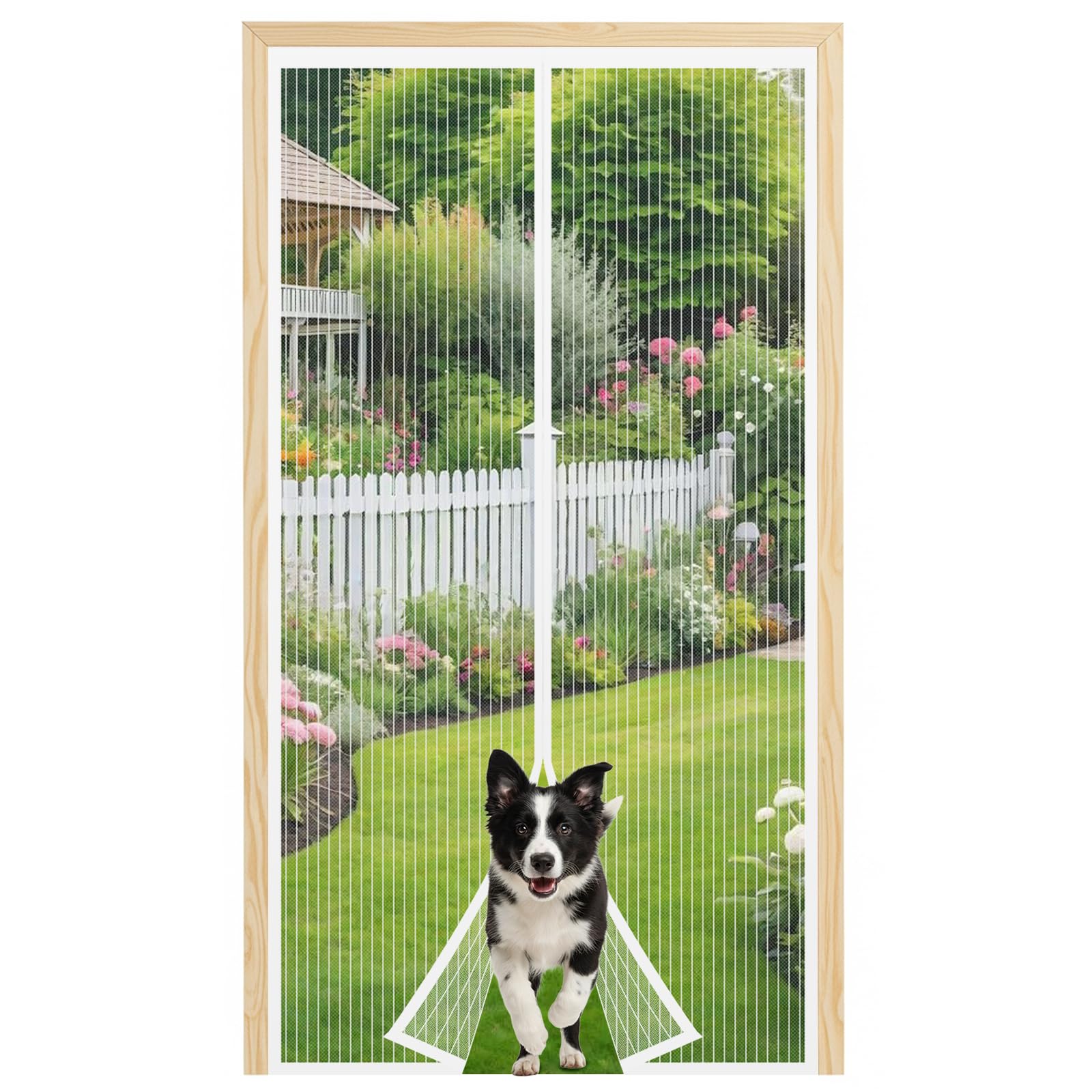Anpro Fly Screens for Doors,Powerful Magnets and Full Frame Magic Tape Magnetic Door Curtain,Heavy Duty Self-Sealing Mesh,Door Screen Automatically Closes 220 x 110 cm
