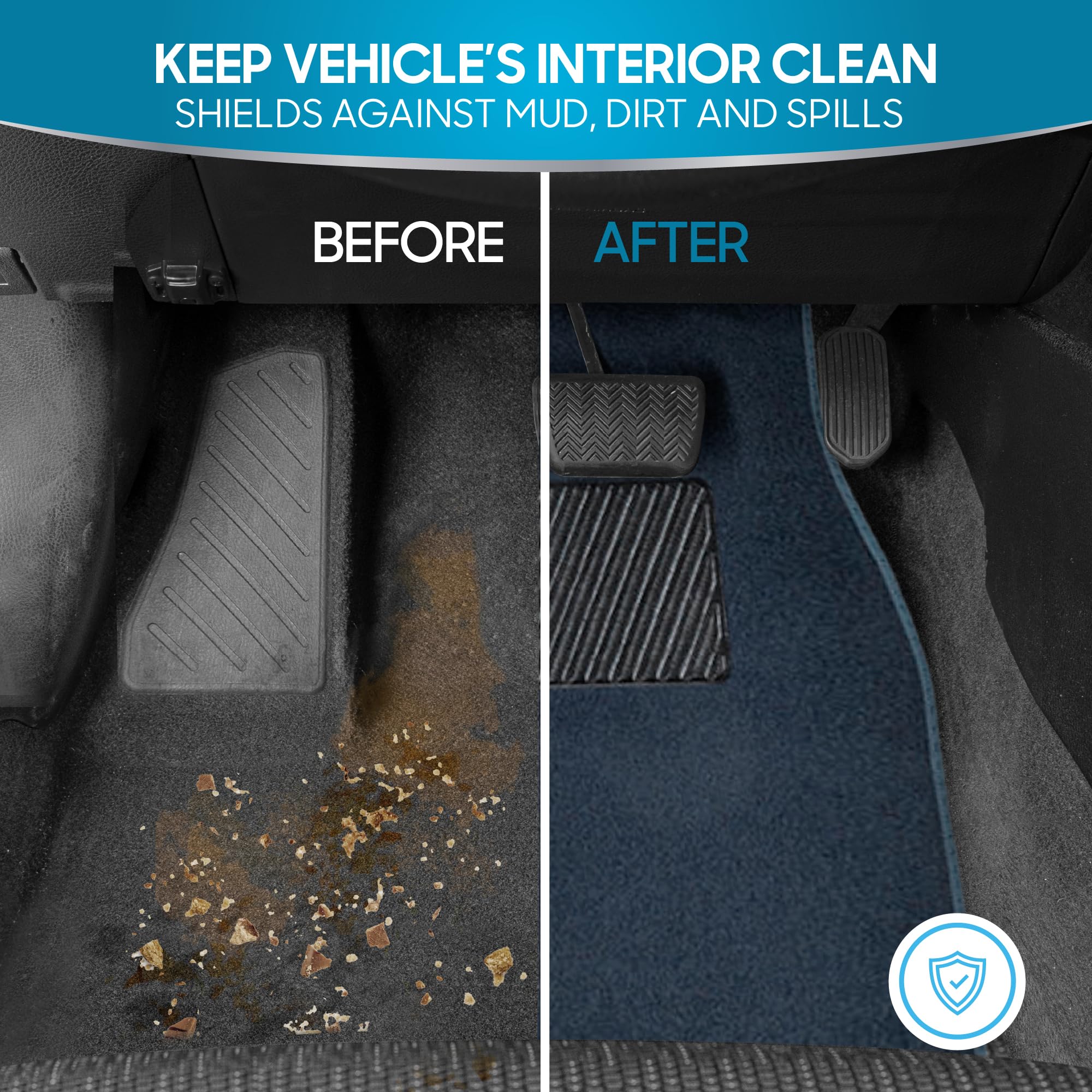 BDK Premium Carpet Blue Floor Mats for Cars - Universal Fit Interior 4-Piece Car Mats Full Set with — view 4