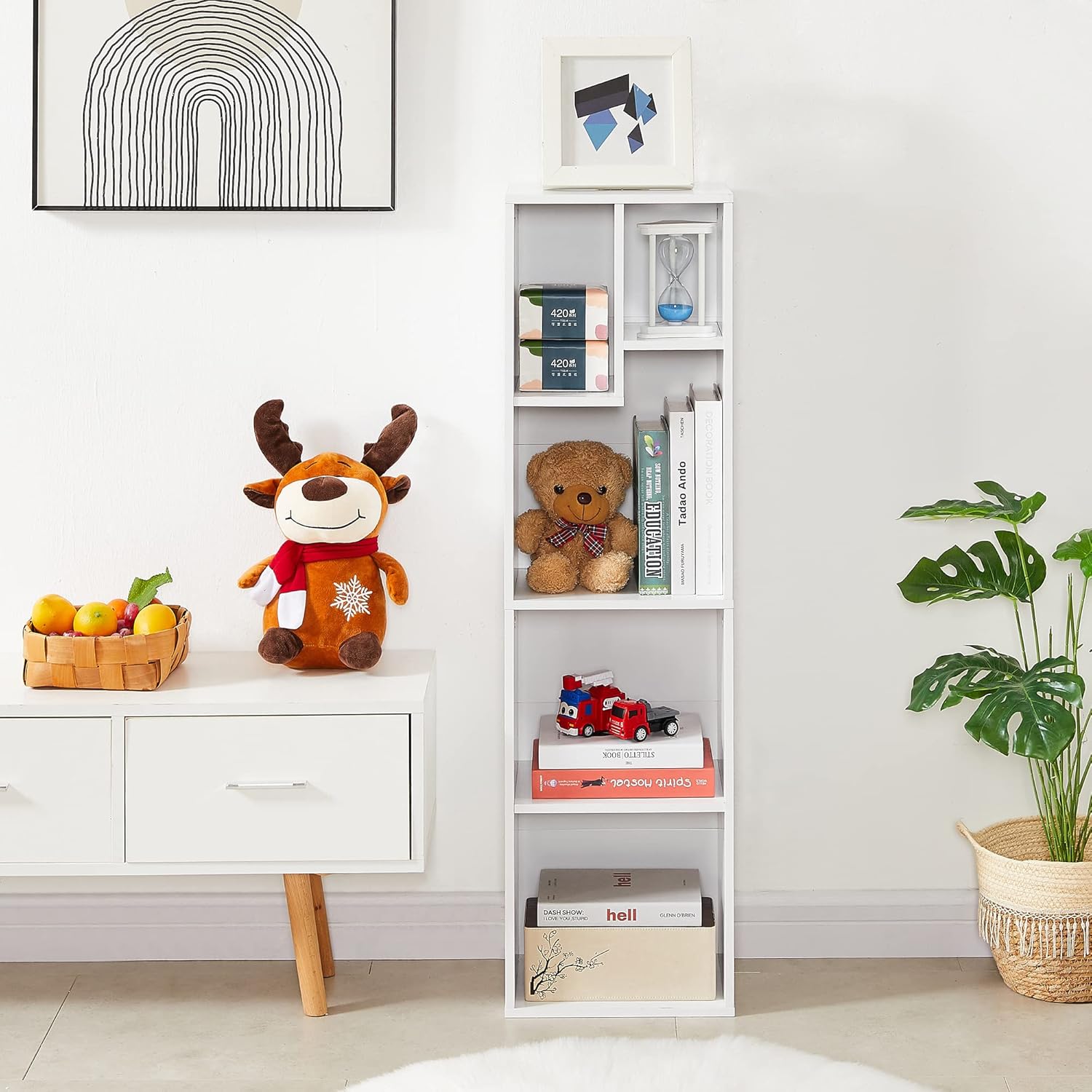 VECELO 4Tier Bookcase, Modern Storage with Height