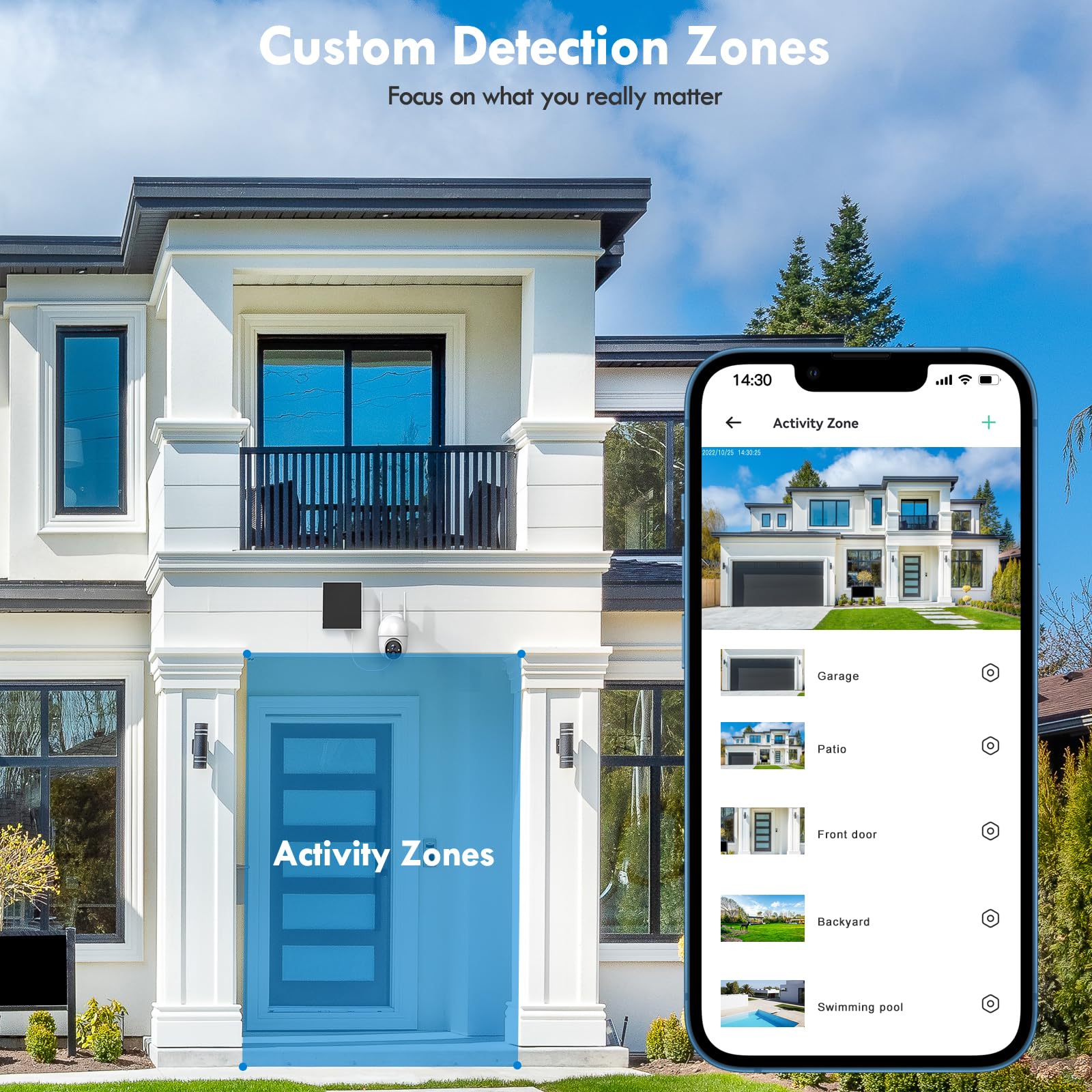 Caméras de sécurité sans fil pour la maison et l'extérieur, caméras de sécurité solaires sans fil PTZ 355°, caméra WiFi 3MP 2K FHD avec projecteur, détection de mouvement, sirène, vision nocturne