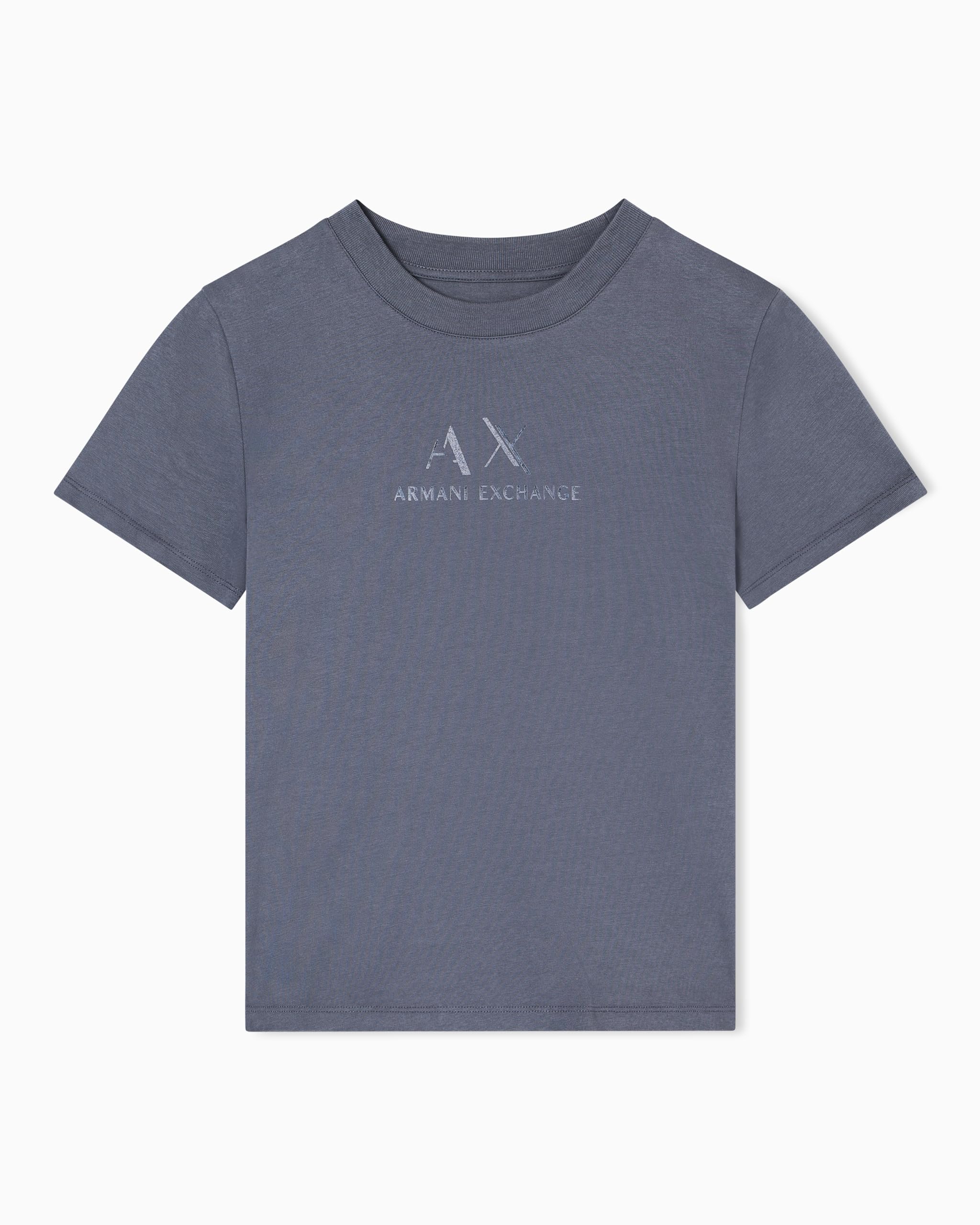 Armani Exchange Women's Chill Steel Short Sleeve Front Logo Print Regular Boxy Fit T-Shirt, Grey, Xxl, Xxl