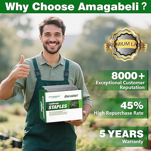 Miniatura 2 de AMAGABELI GARDEN & HOME Paquete de 100 grapas galvanizadas de 6 pulgadas, grapas de jardín de calibre 11, estacas de jardín, estacas de cubierta de