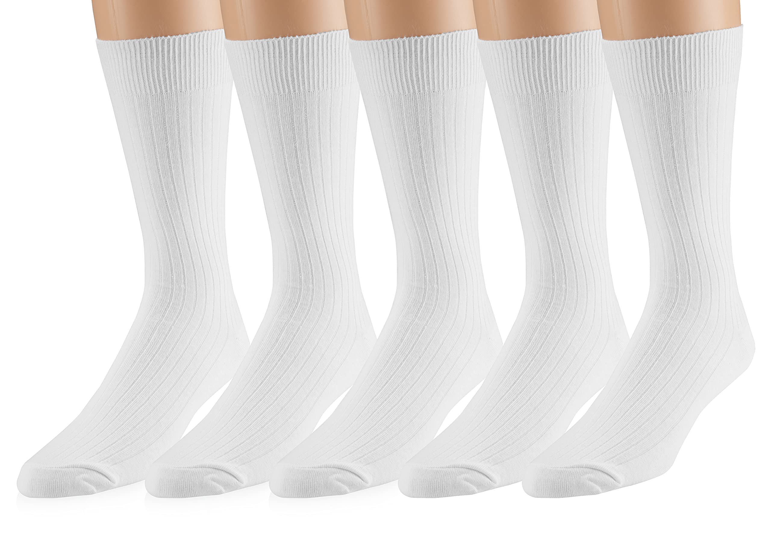 EMEM ApparelWomen's Soft Ribbed Cotton Knit Classic Crew Dress Socks 5-Pack