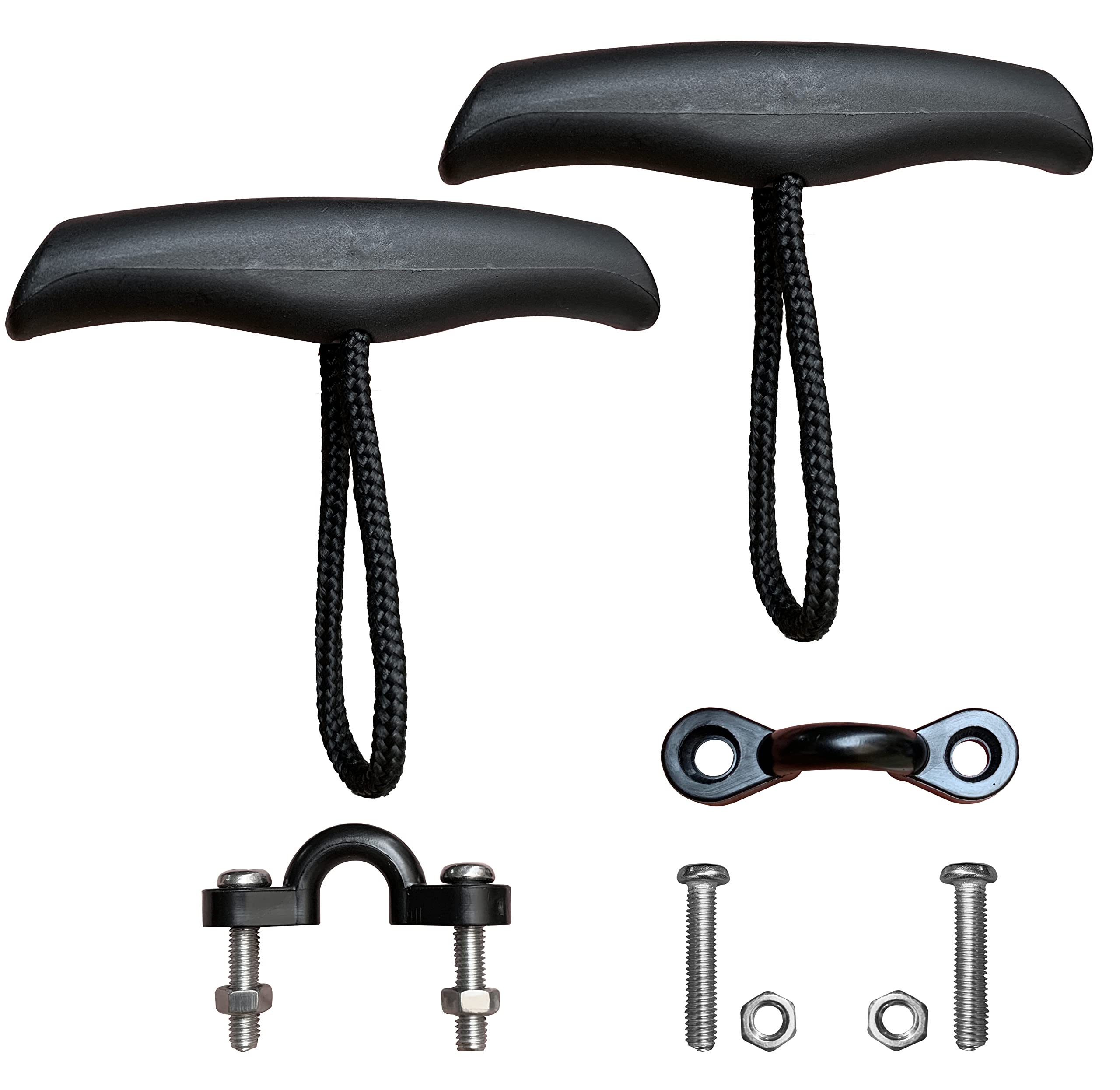 Kayak Pull Handles - Carry T-Handle with Pad Eyes Screws Replacement Installation Kit - Kayak Boat Accessories (Set of 2)