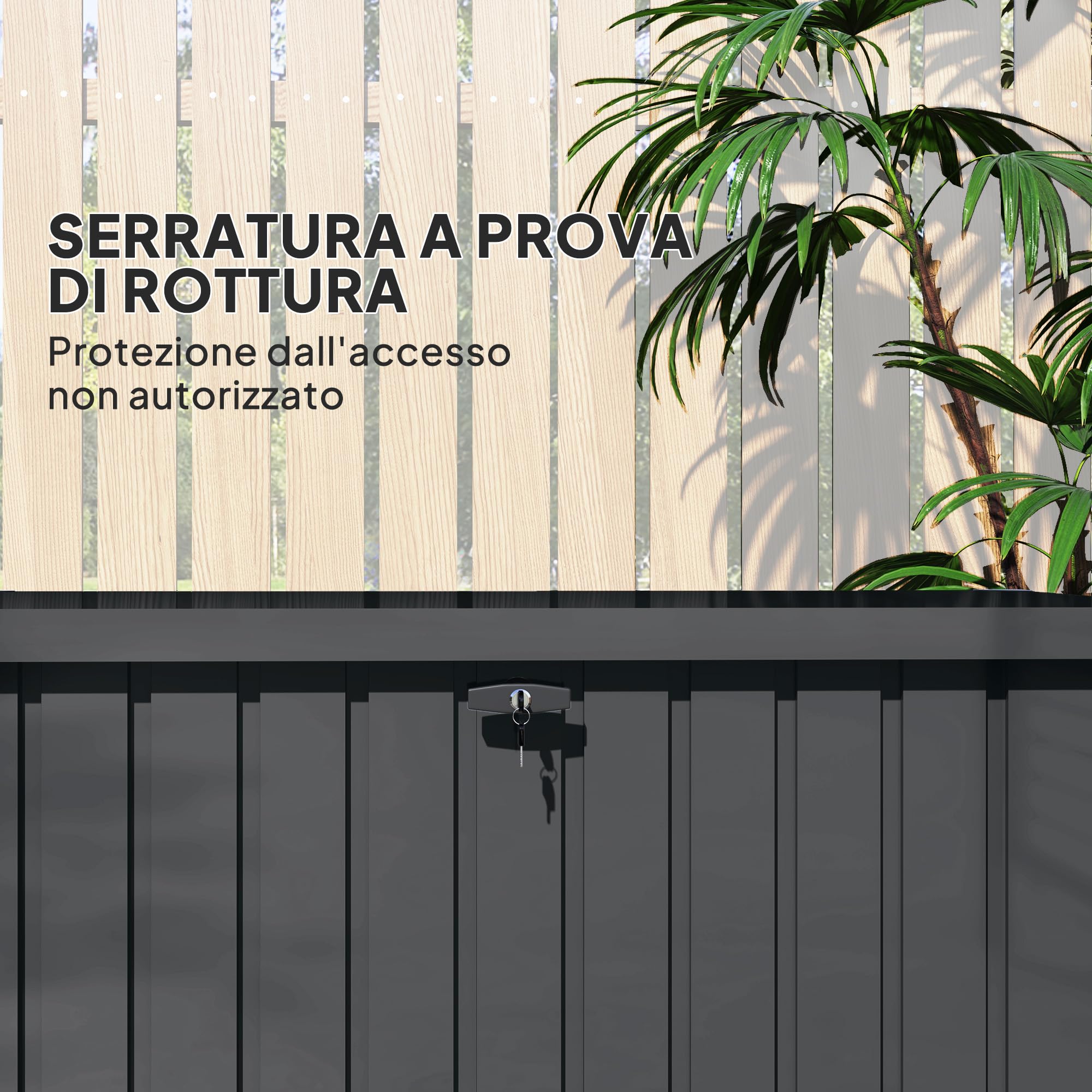 Outsunny Baule da Esterno da 400L con Coperchio a Doppia Leva, Serratura e 2 Chiavi, Cassapanca Contenitore da Esterno Impermeabile in Acciaio Zincato, 124x66x72 cm, Grigio Scuro