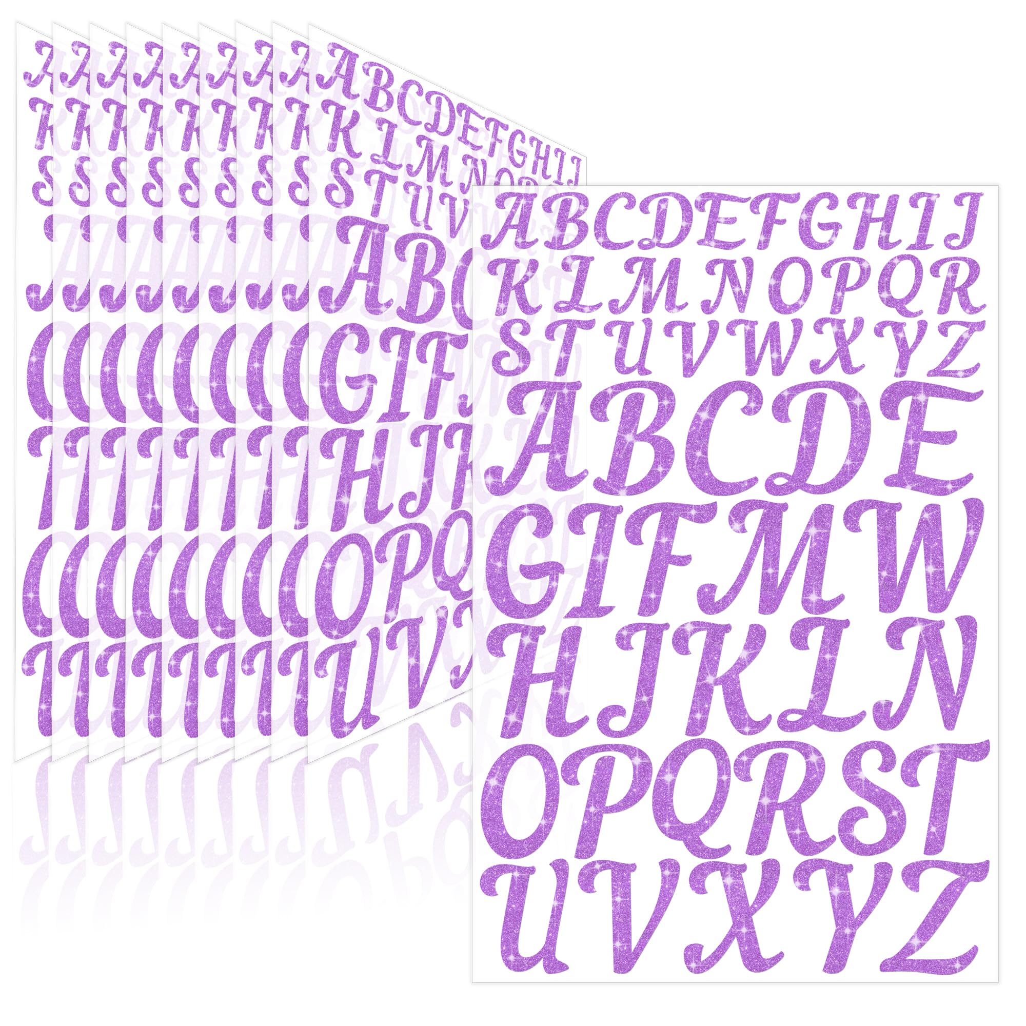 View 1 of 10 Sheets Purple Letter Stickers Glitter 520 Pcs Capital Alphabet Stickers