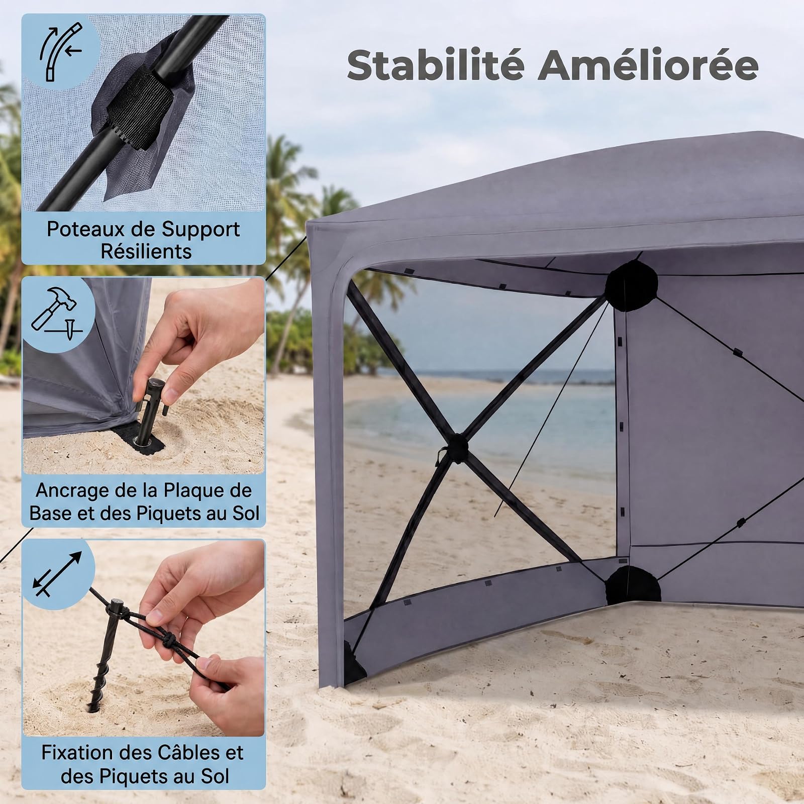 RELAX4LIFE 2,4M Tente Moustiquaire Pop up, Portable pour Activité Plein Air