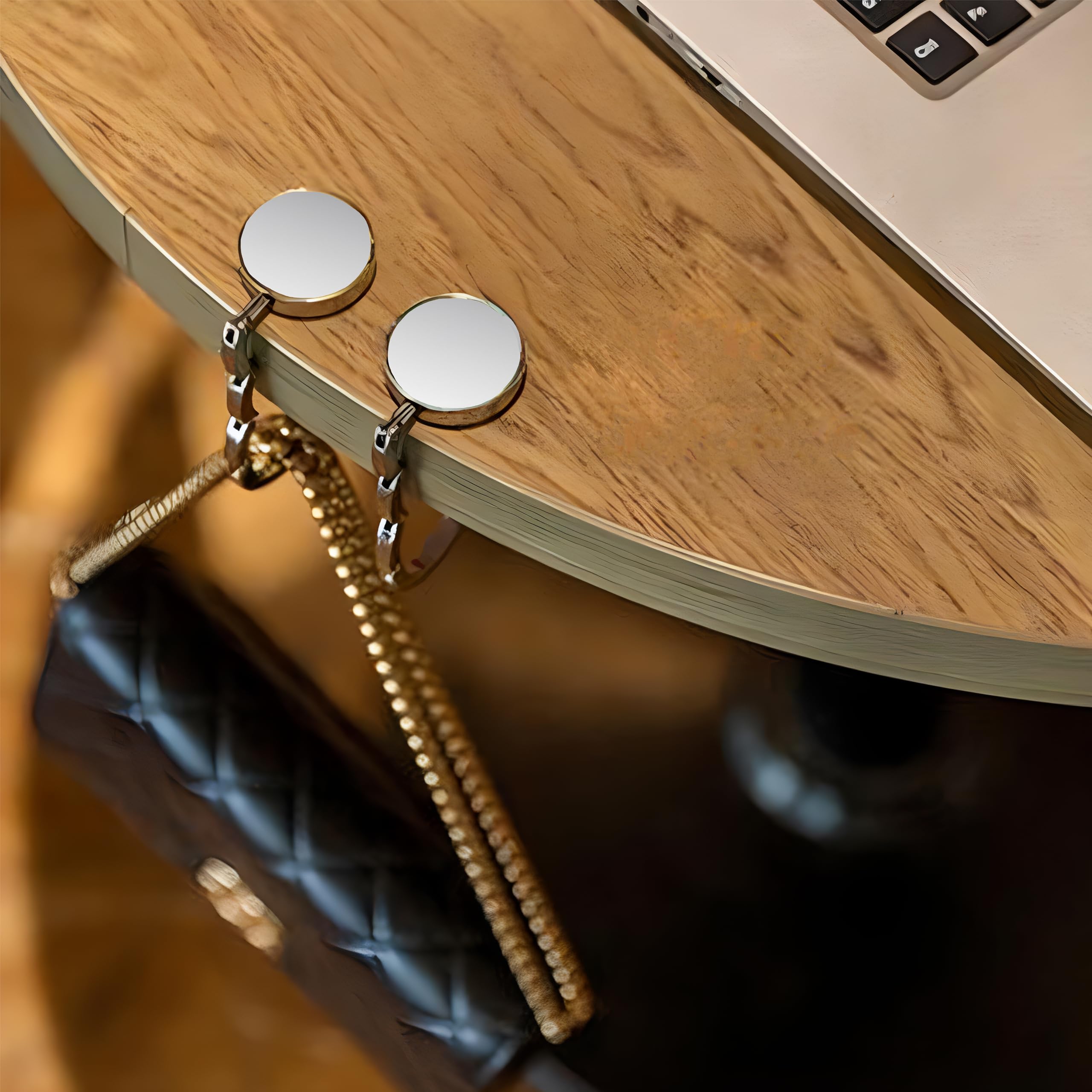 4 Piezas Ganchos de Bolso para Mesa, Gancho para Monedero Plegable para Mesa, Colgador de Bolsas Portátil para Mesa Restaurante Oficina Bars y Cafés
