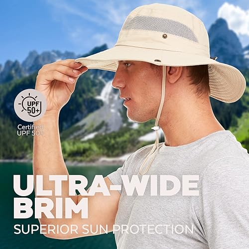 Miniatura 6 de Sombrero de sol para hombresmujeres, protección UV, ala ancha, sombrero Boonie para senderismo, pesca, safari