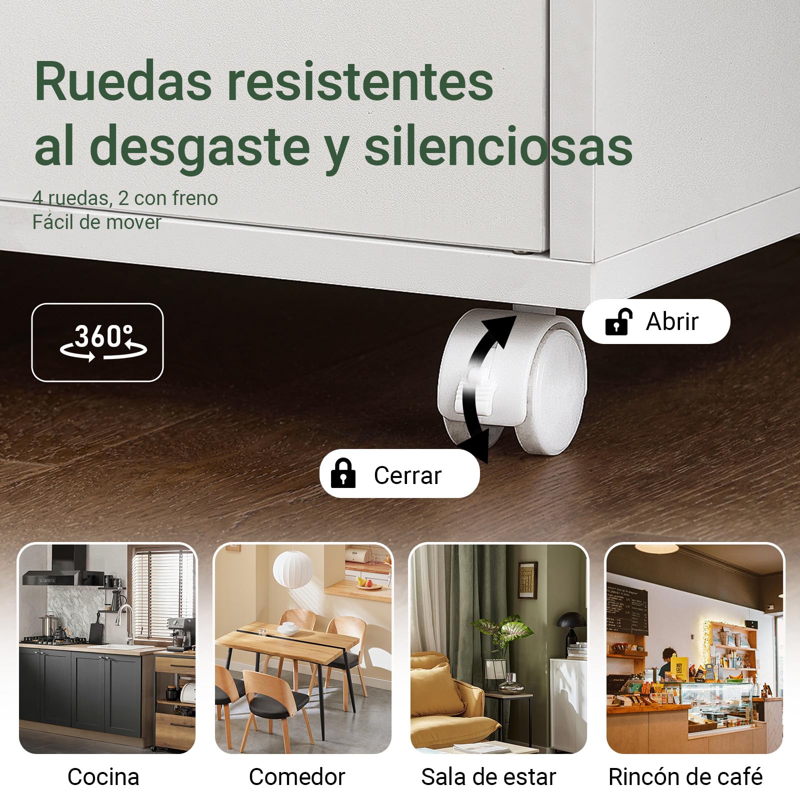 SoBuy Carrito Cocina Blanco con Ruedas – Mueble Auxiliar con Puertas y Estante Ajustable – Carro de Cocina Compacto para Almacenaje en Oficina o Comedor, 92x59x40cm FRG241-W