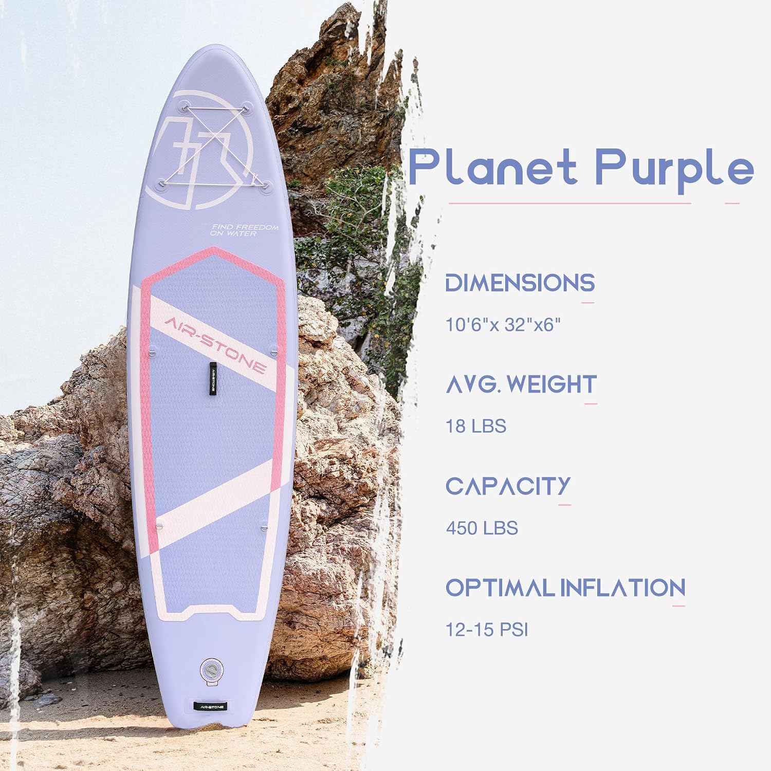 AIR-STONE 10'6” 450 lb Capacity，Inflatable Stand Up Paddle Board with sup Accessories Including Backpack, Repairing Kits, Non-Slip Deck, Leash, 3 Fins, Paddle and Hand Pump