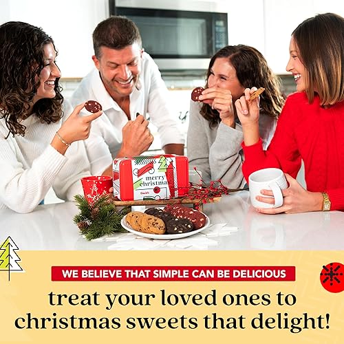 Miniatura 6 de David's Cookies Mini galletas navideñas en lata de muestra dulce, mini galletas navideñas surtidas con chispas de chocolate y chocolate blanco y