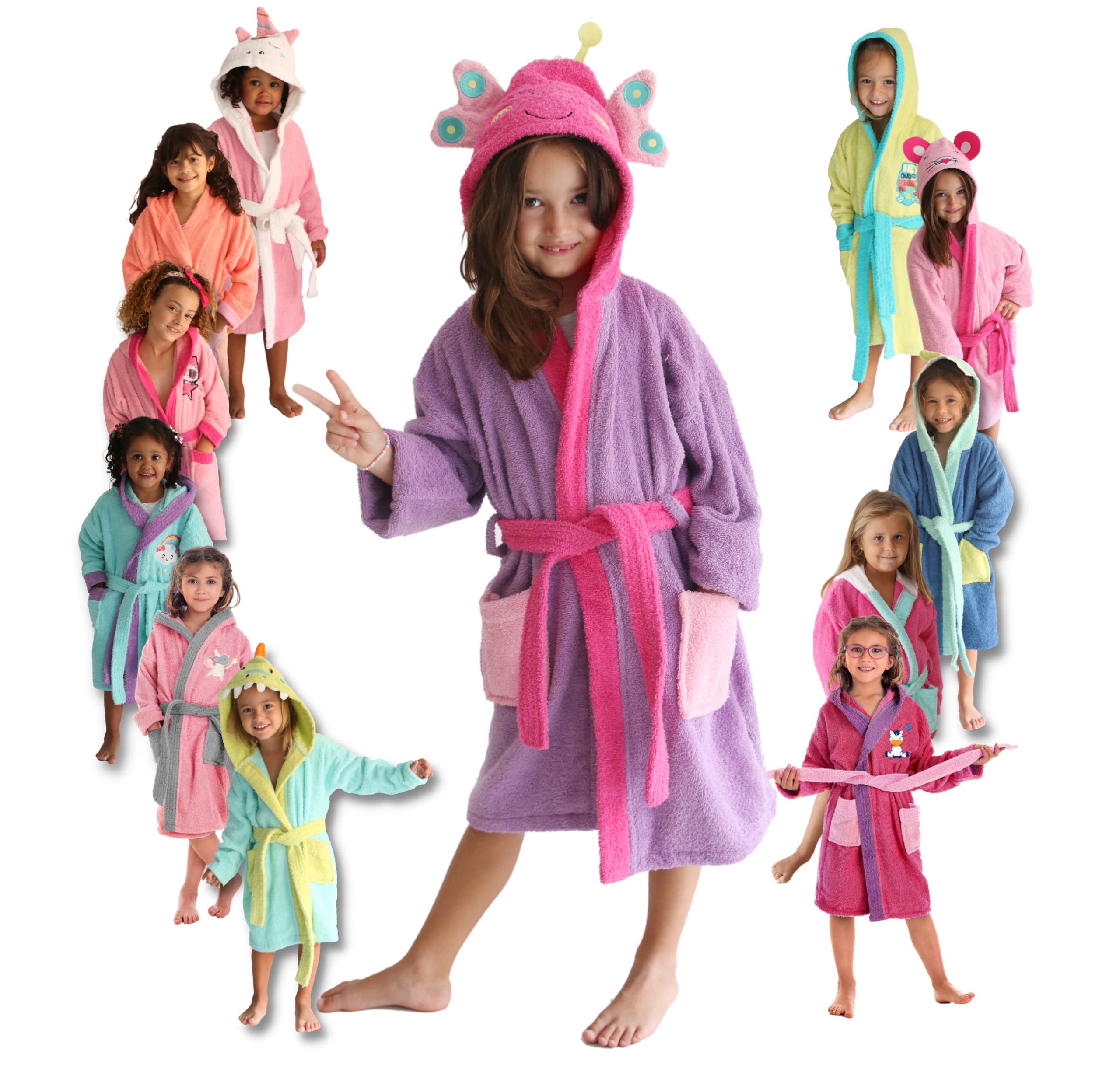LEBENGOOD - Accappatoio bambina, bambino, Ragazze Cotone: Ragazza, Bambini - 100% Cotone OEKO-TEX,2 tasche, cappuccio