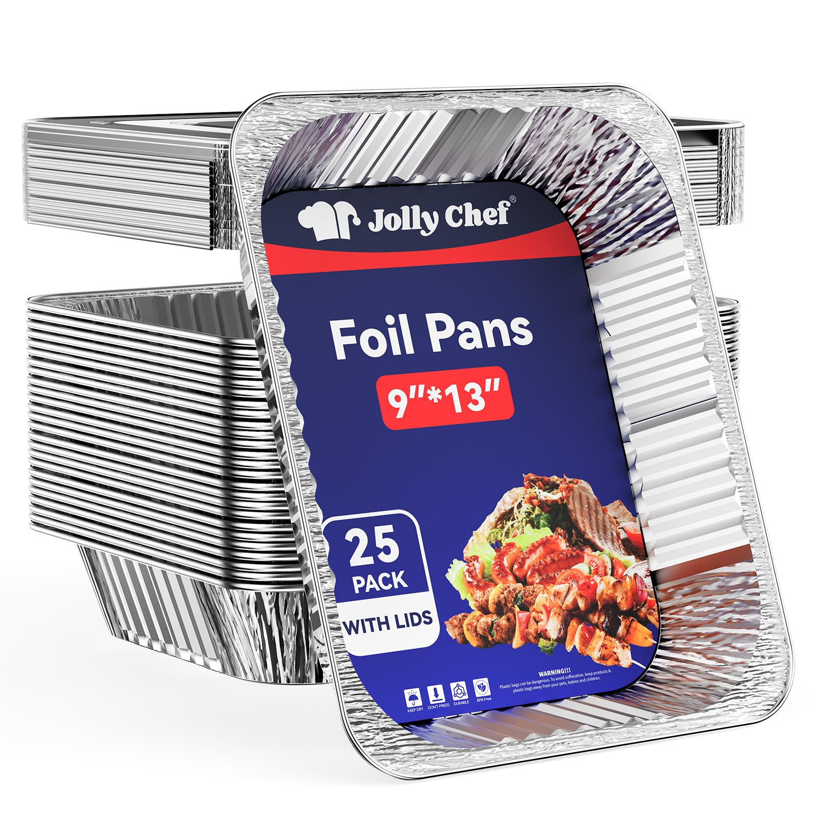 Amazon.com: JOLLY CHEF 9x13 Aluminum Pans With Lids (25 Pack