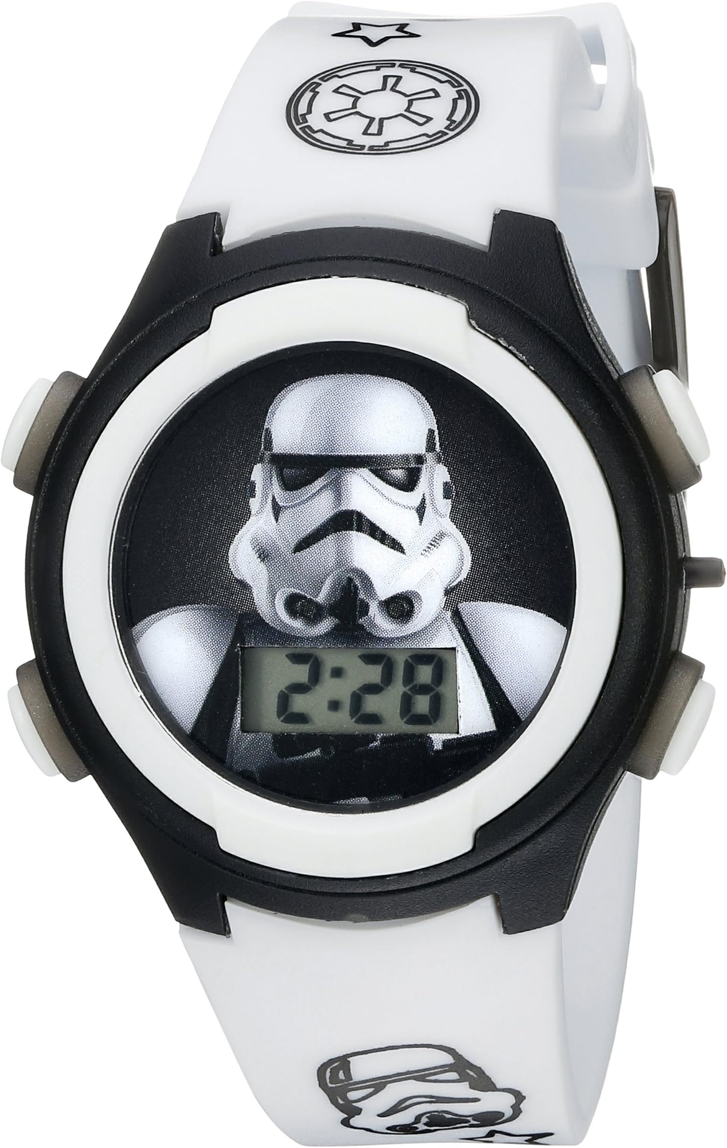 Star Wars Kids' STM3488 Digital Display Analog Quartz White Watch, White, Digital