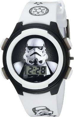 Accutime Star Wars Kids Stormtrooper Digital Display LCD Quartz White Watch for Boys Model STM3488