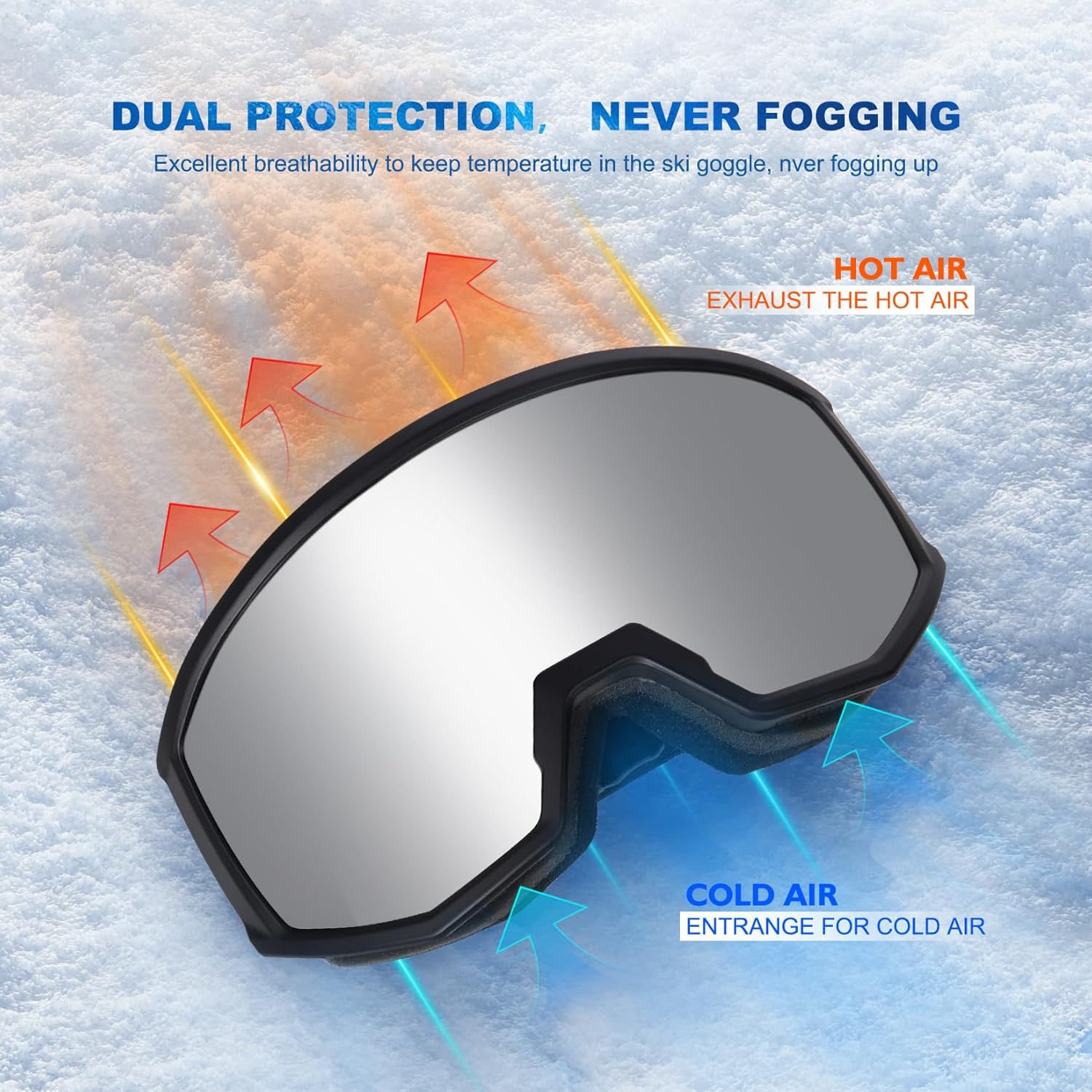 EXP VISION Ski/Snowboard Goggles, Anti-Fog Snow Goggles for Men & Women - Perfect for Skiing, Snowboarding & Winter Sports - Image 4