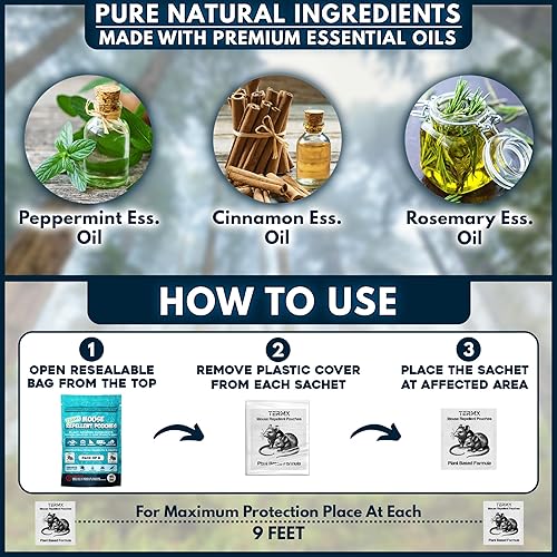 Miniatura 3 de Vamoose - Paquete de 6 bolsas repelentes de ratones botánicas, bolsas repelentes de roedores para interiores y exteriores, bolsas de control de