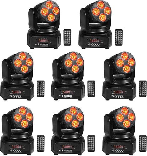 (8) Rockville RockOn-7 40w RGBW Cabezal móvil DMX Spot Beam Stage Club Light+Remote