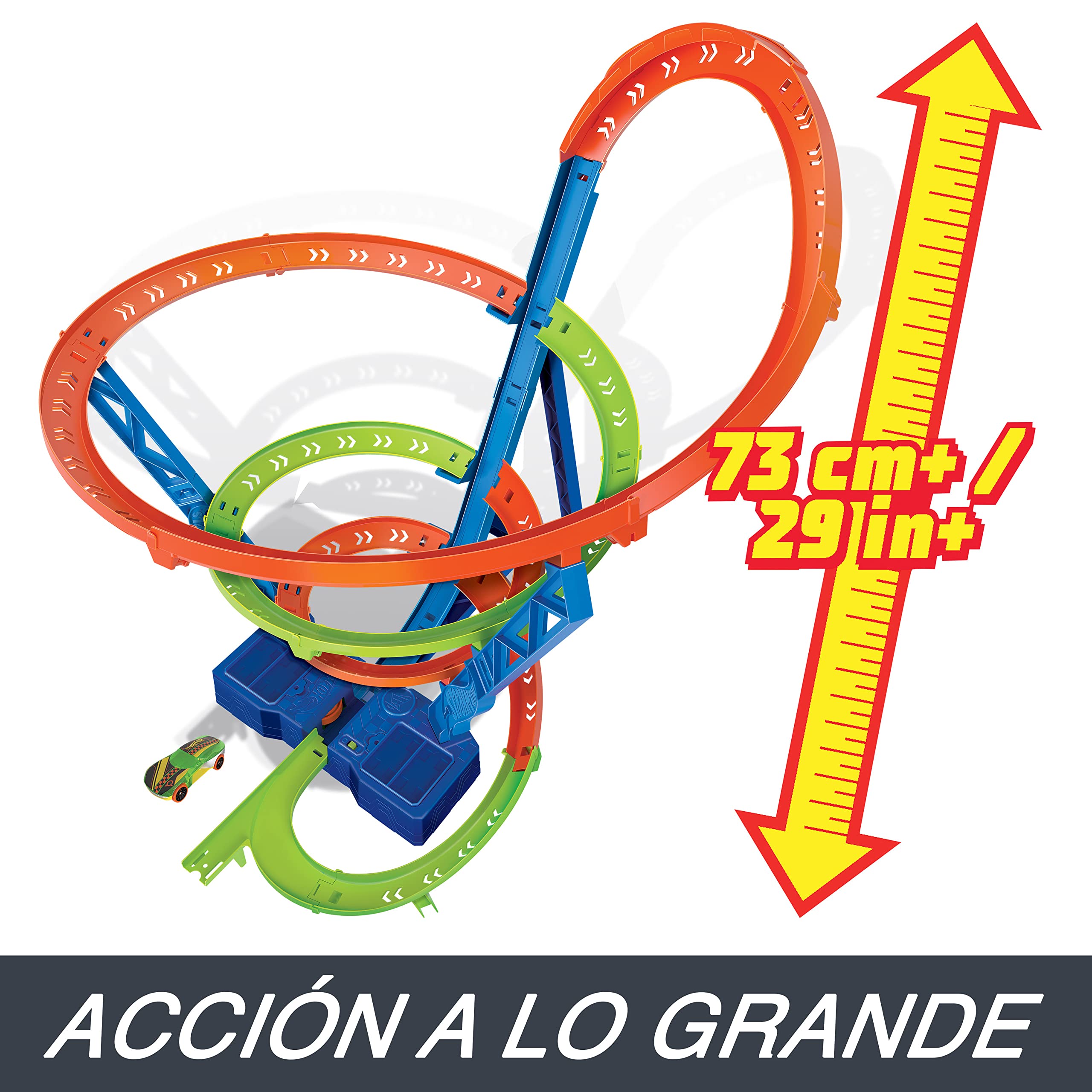 Hot Wheels Action Espiral rápida de choque SIOC Pista para coches de juguete, regalo +4 años (Mattel HJT51)
