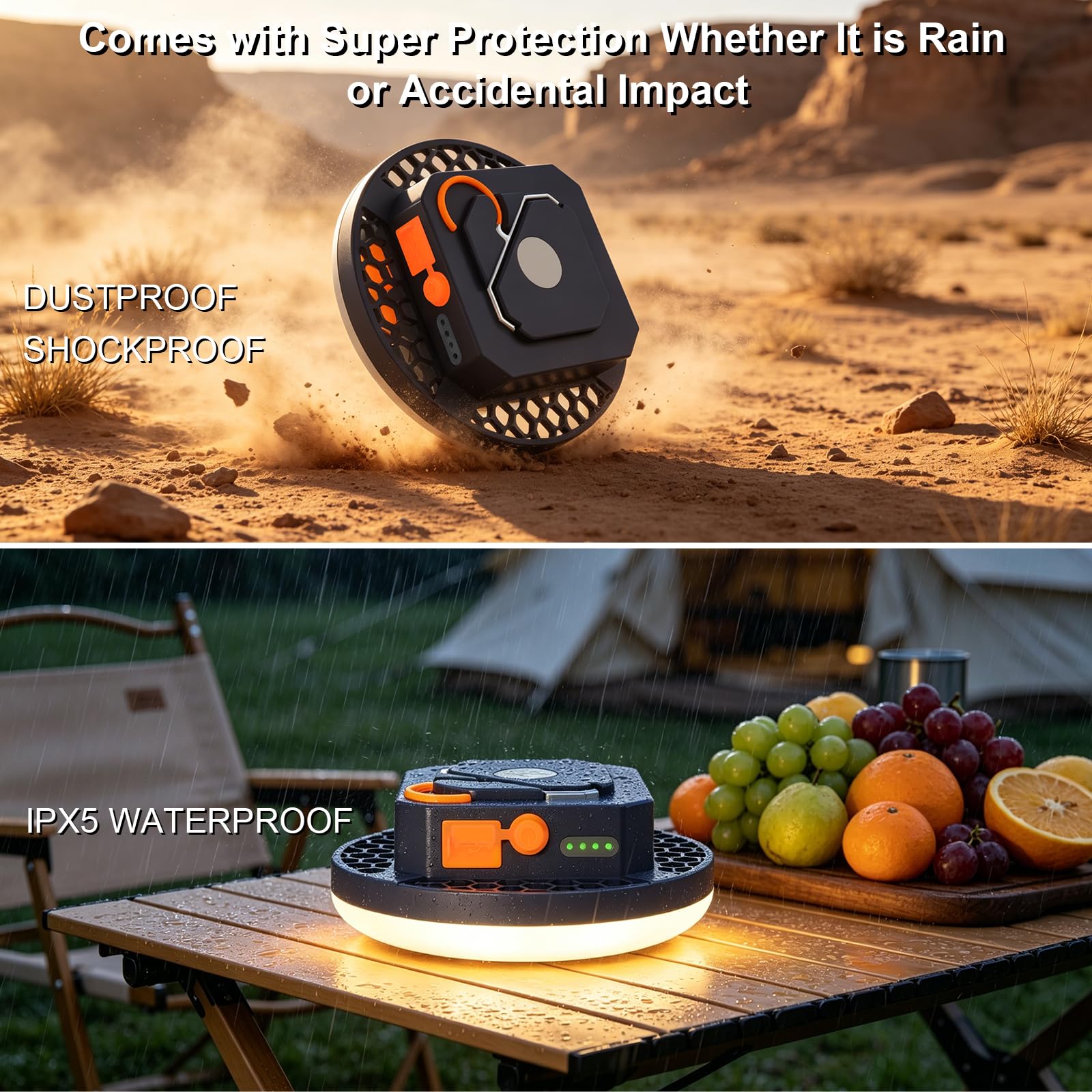 Lampe Camping Rechargeable 10000 mAh, Luminosité Réglable (30W Remote)
