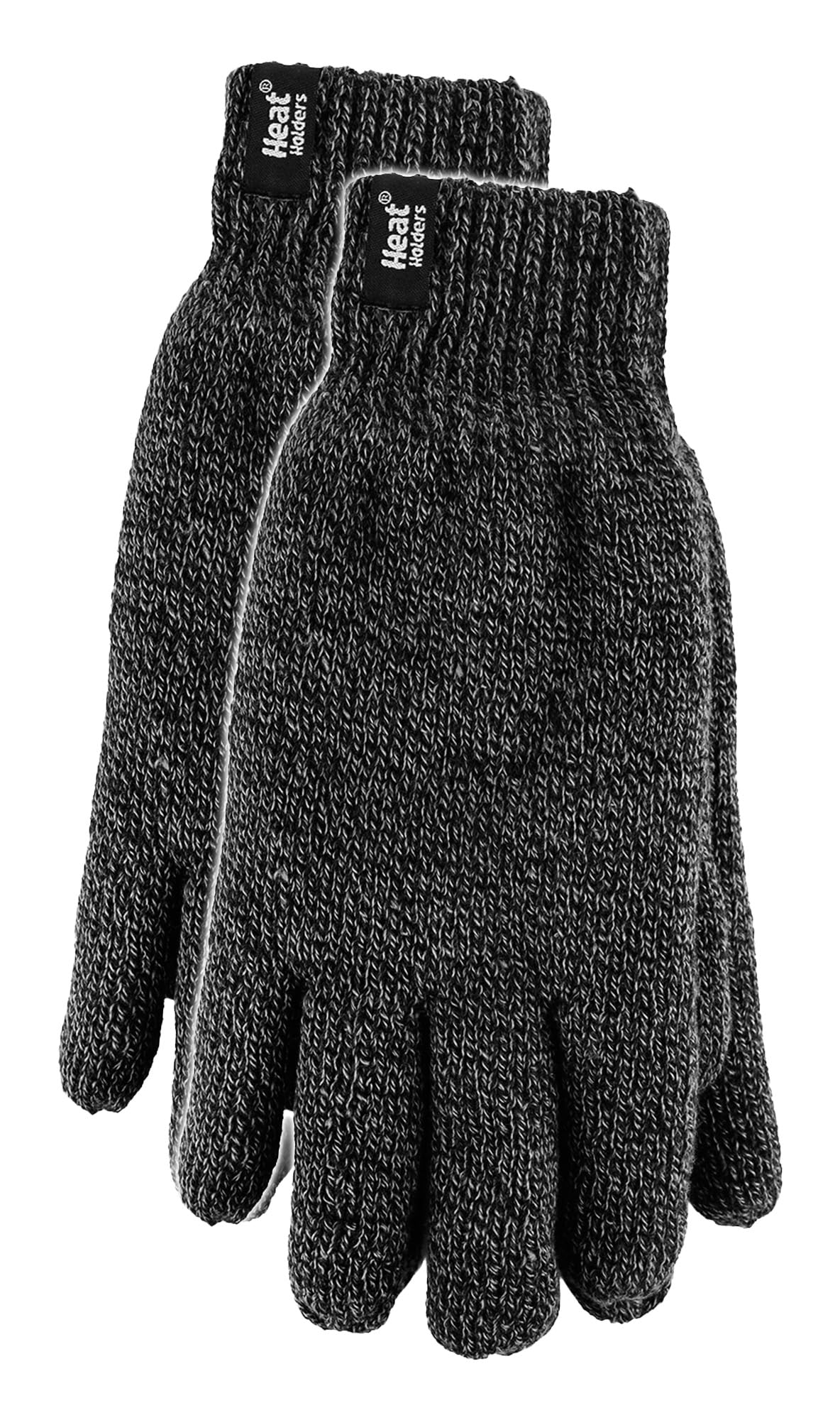 Heat Holders Men's Grey Thermal Gloves - Cable Knit with Ribbed Cuff - L/XL