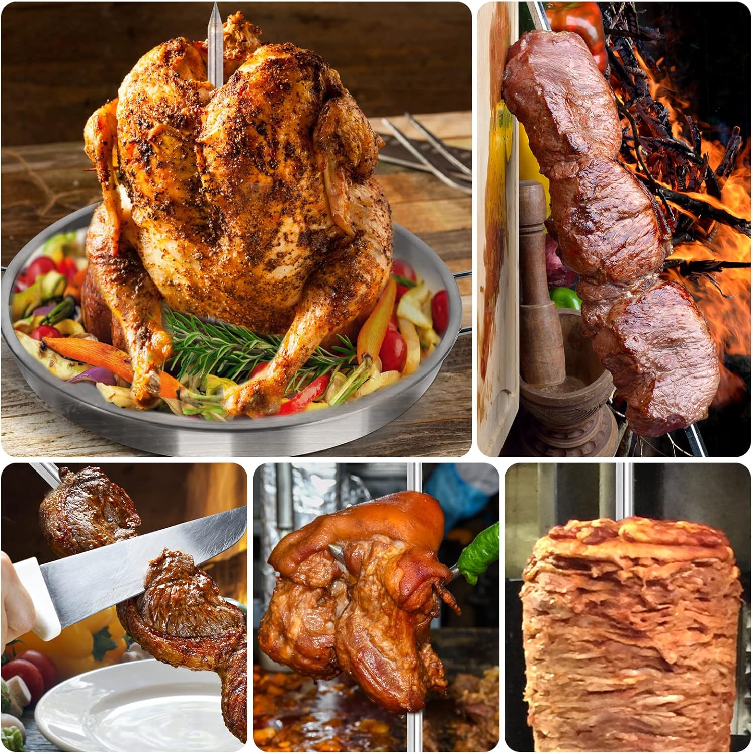 Vertical Skewer Grill.Stainless Steel al pastor skewer for grill .Vertical Skewer griddle,Vertical spit, Turkey roasting pan, Barbecue Grill Stand,Roasting pan, Great for Tacos Al Pastor,