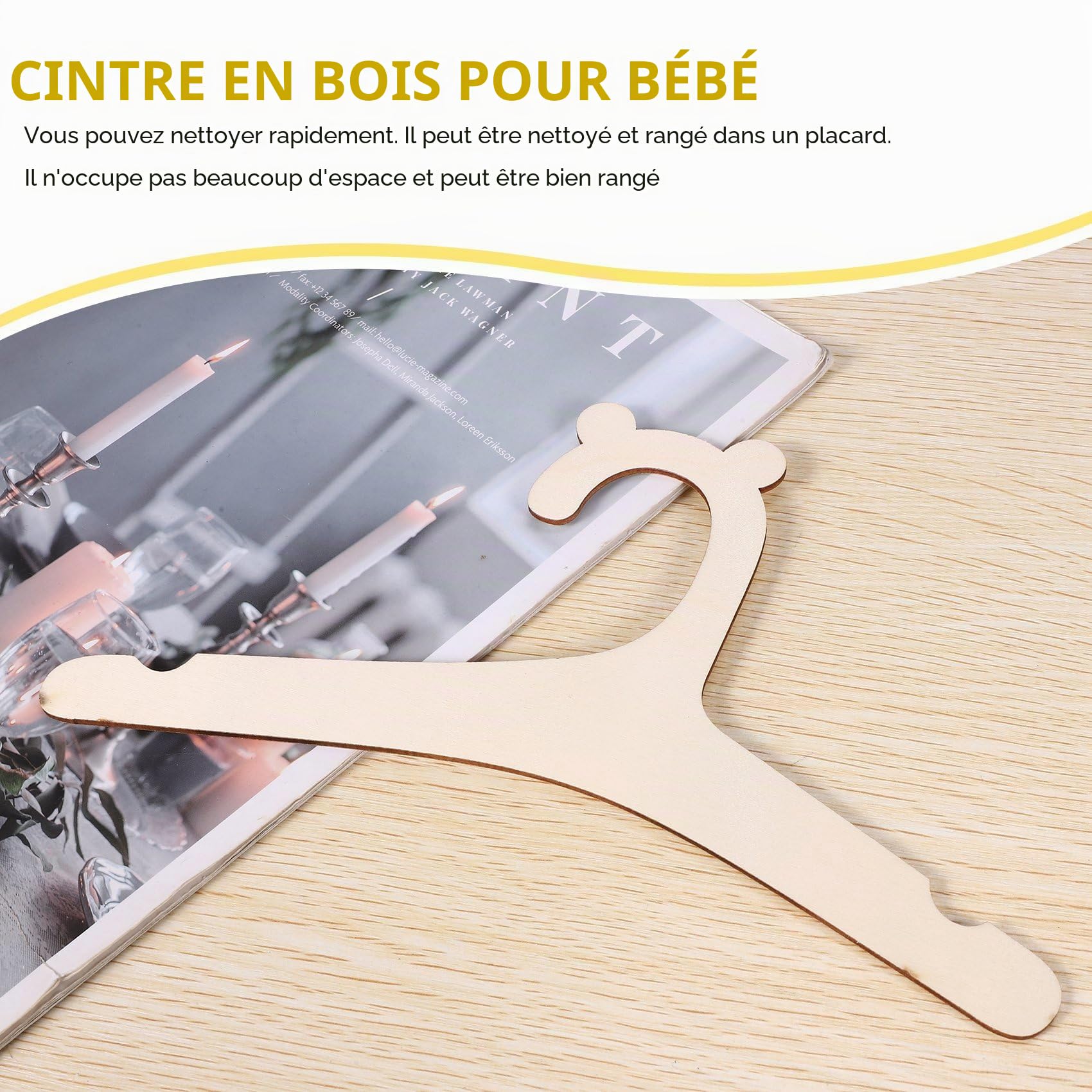 Lot de 30 cintres en bois pour vêtements de - Pour vêtements de - Pour chambre d'enfant