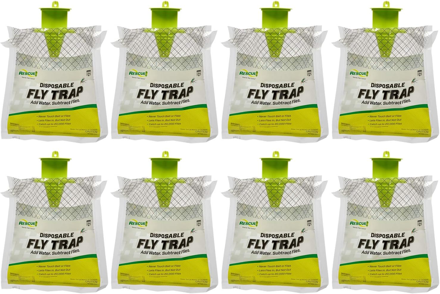 Outdoor Disposable Hanging Fly Trap - 8 Traps