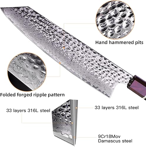 Miniatura 2 de FINDKING Eternity Series - Cuchillo japonés Kiritsuke con funda de ABS, cuchillo de chef Gyuto multiusos, hoja de acero Damasco 9Cr18MoV, mango